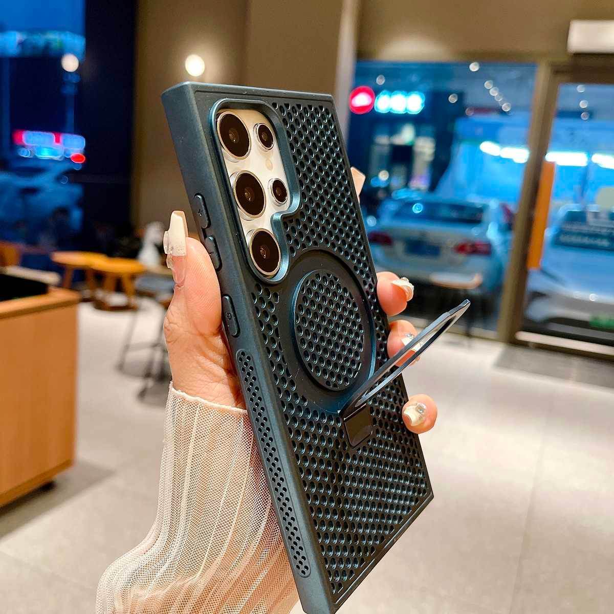 Samsung Galaxy S25 Ultra Magnetic Ring Holder Stand Mag-Safe Kickstand Shockproof Phone Case - Black - Guleel