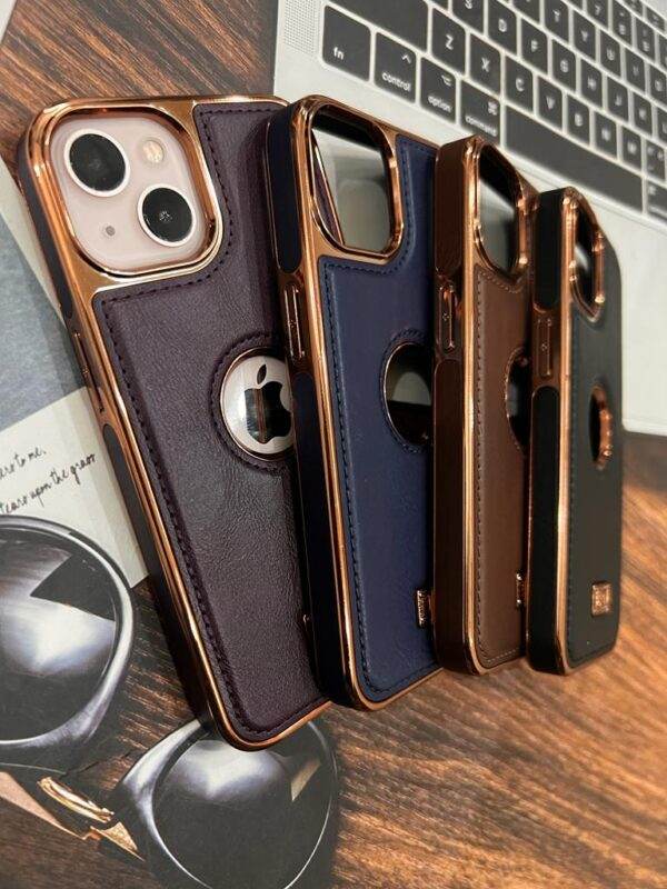 iPhone 14 Premium Leather Logo Case - Purple - Guleel