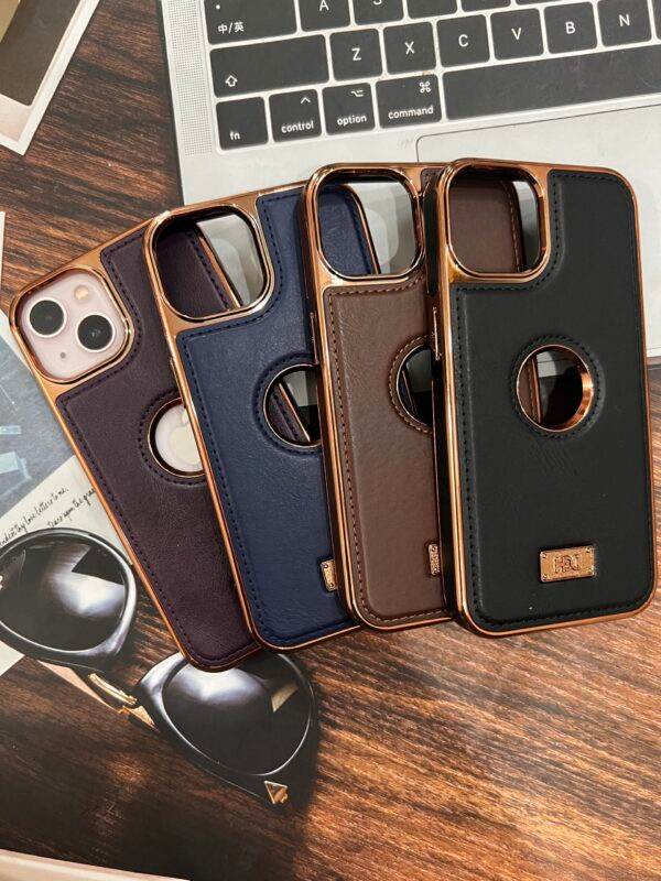 iPhone 14 Premium Leather Logo Case - Black - Guleel