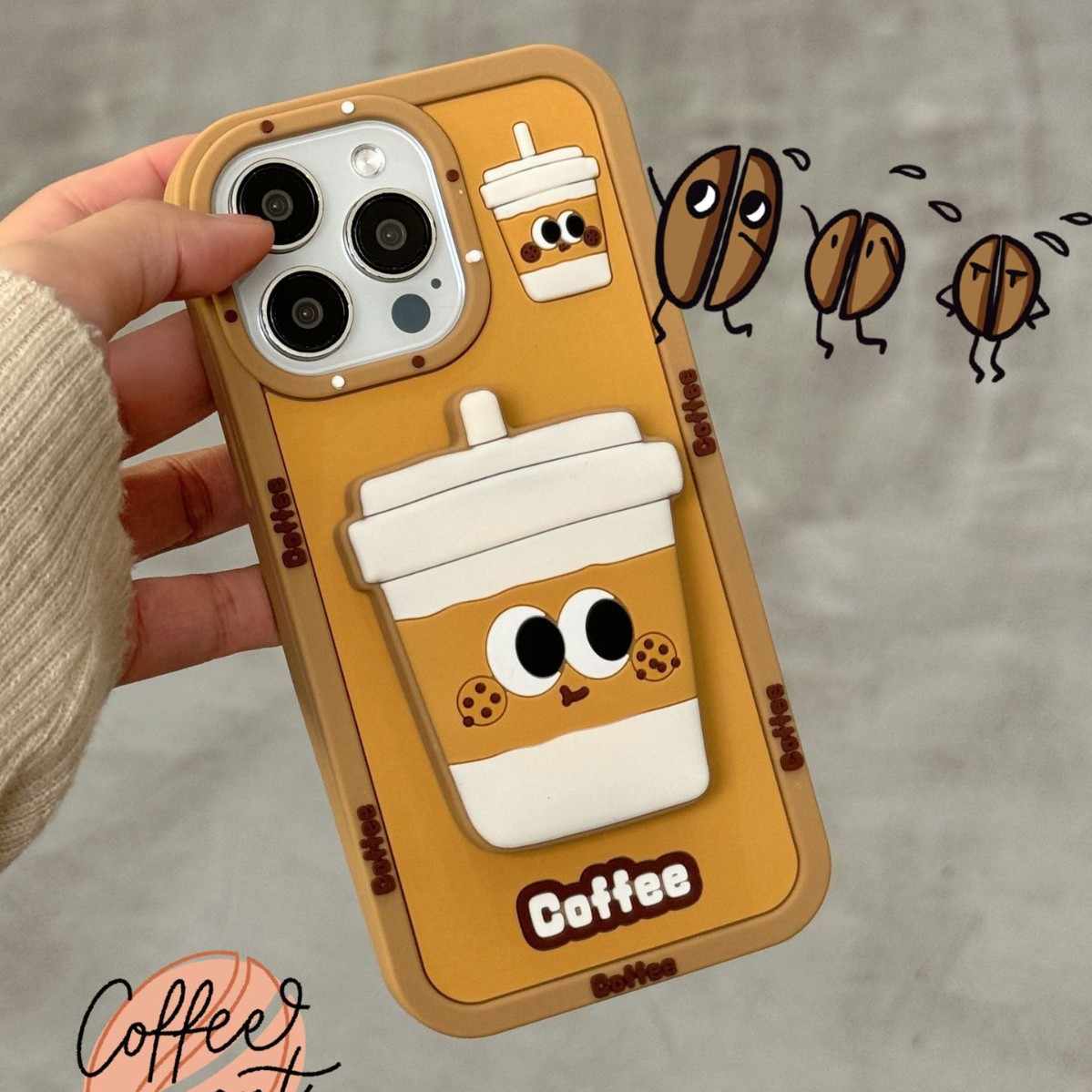3D Cartoon Coffee Soft Silicone Back Cover - Brown