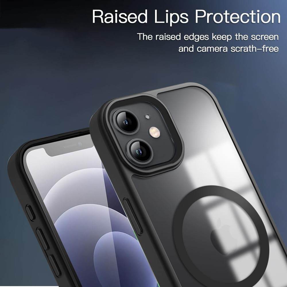 iPhone 12 Premium MagSafe Shockproof Back Case Cover - Black - Guleel