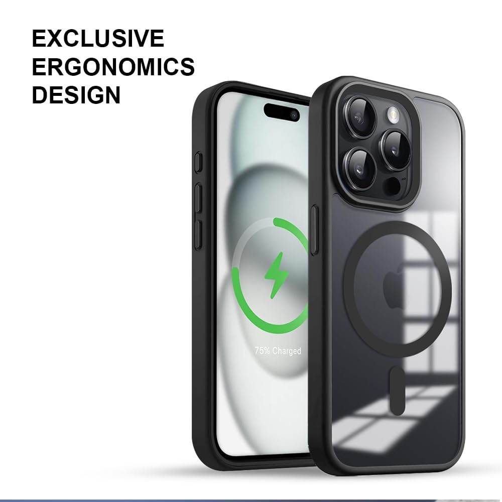 iPhone 12 Pro Max Premium MagSafe Shockproof Back Case Cover - Black - Guleel