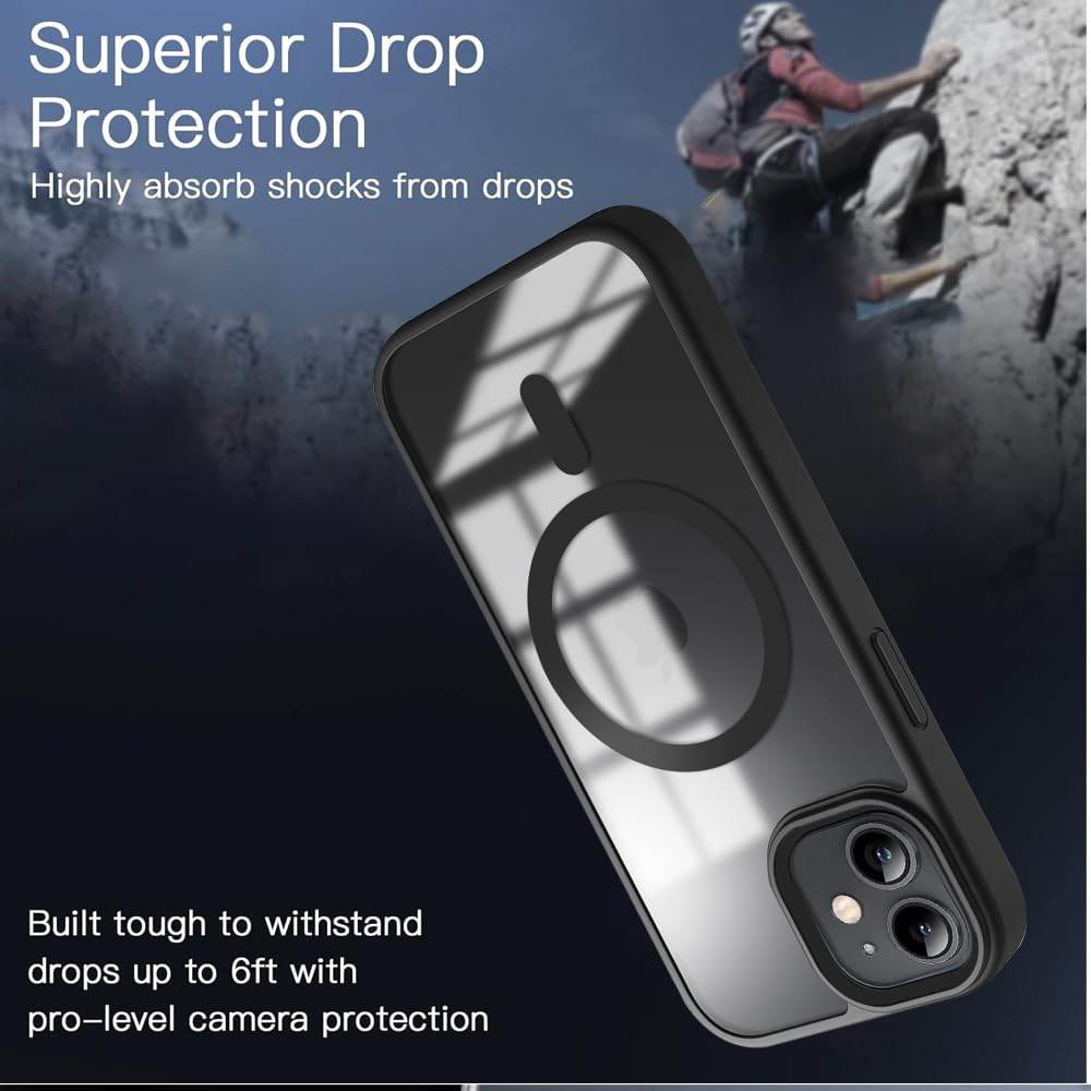iPhone 12 Mini Premium MagSafe Shockproof Back Case Cover - Black - Guleel