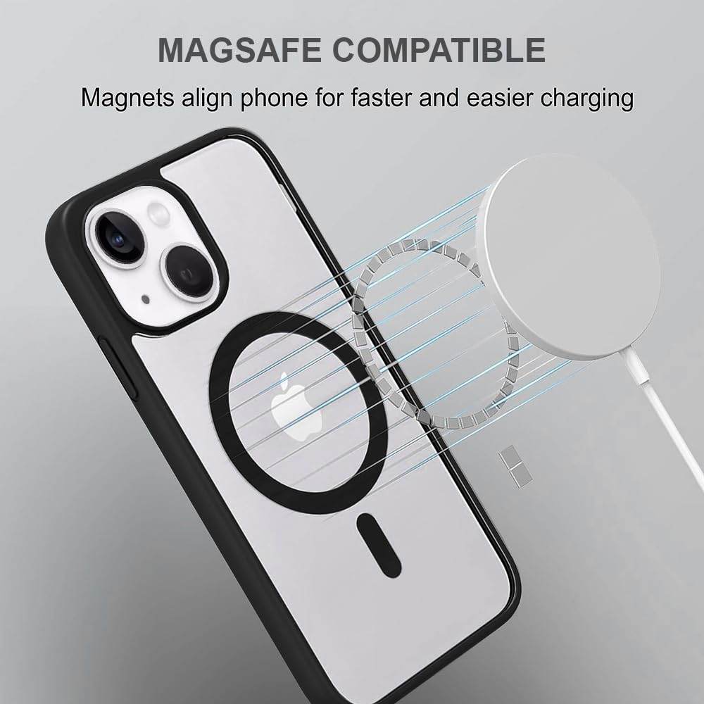 iPhone 13 Premium MagSafe Shockproof Back Case Cover - Black - Guleel
