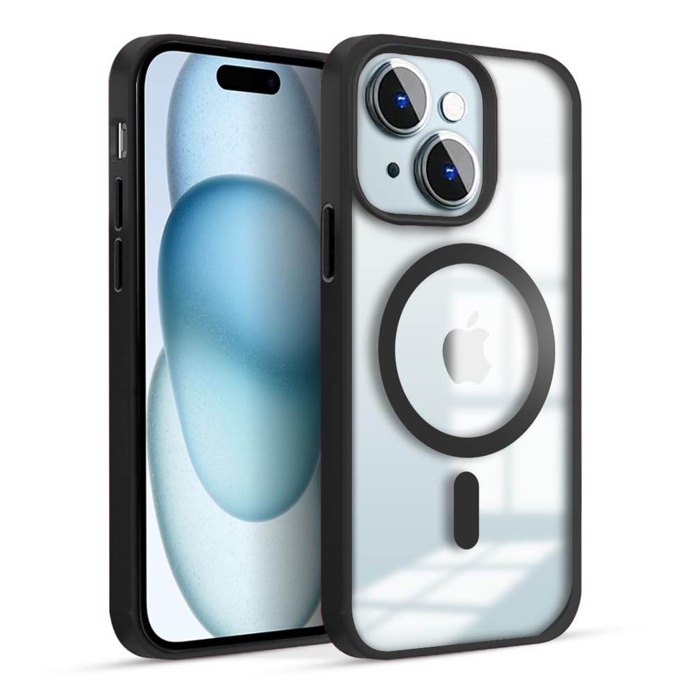 iPhone 15 Premium MagSafe Shockproof Back Case Cover - Black - Guleel