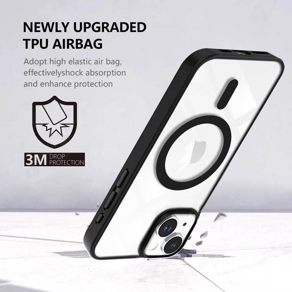 iPhone 15 Premium MagSafe Shockproof Back Case Cover - Black - Guleel