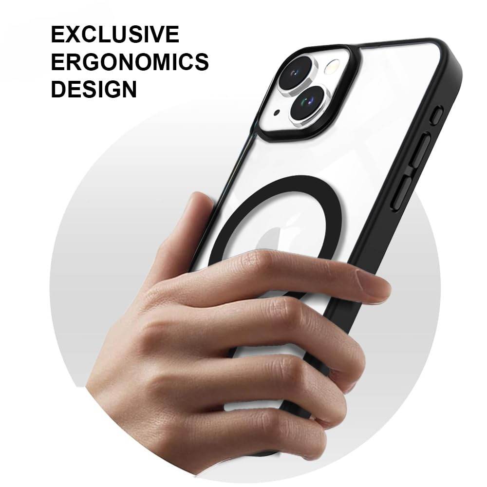 iPhone 15 Premium MagSafe Shockproof Back Case Cover - Black - Guleel