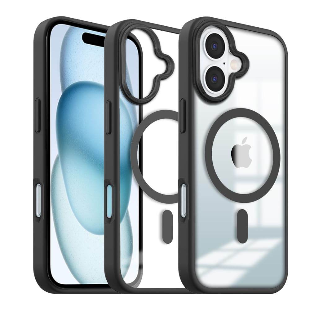 iPhone 16 Premium MagSafe Shockproof Back Case Cover - Black - Guleel