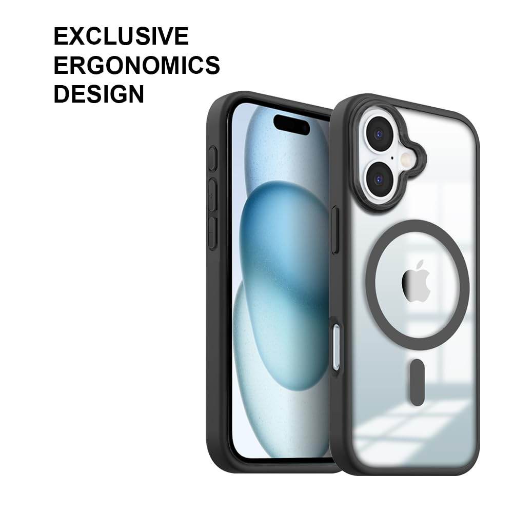 iPhone 16 Premium MagSafe Shockproof Back Case Cover - Black - Guleel