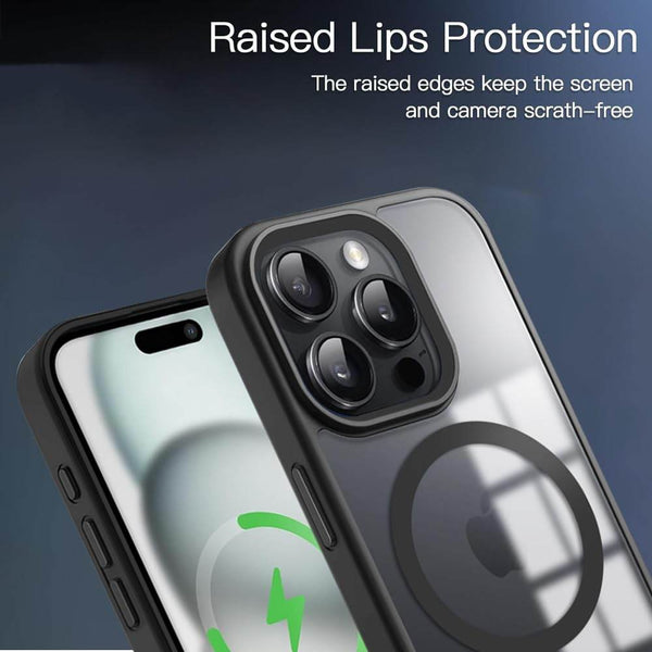 iPhone 16 Pro Max Premium MagSafe Shockproof Back Case Cover - Black - Guleel