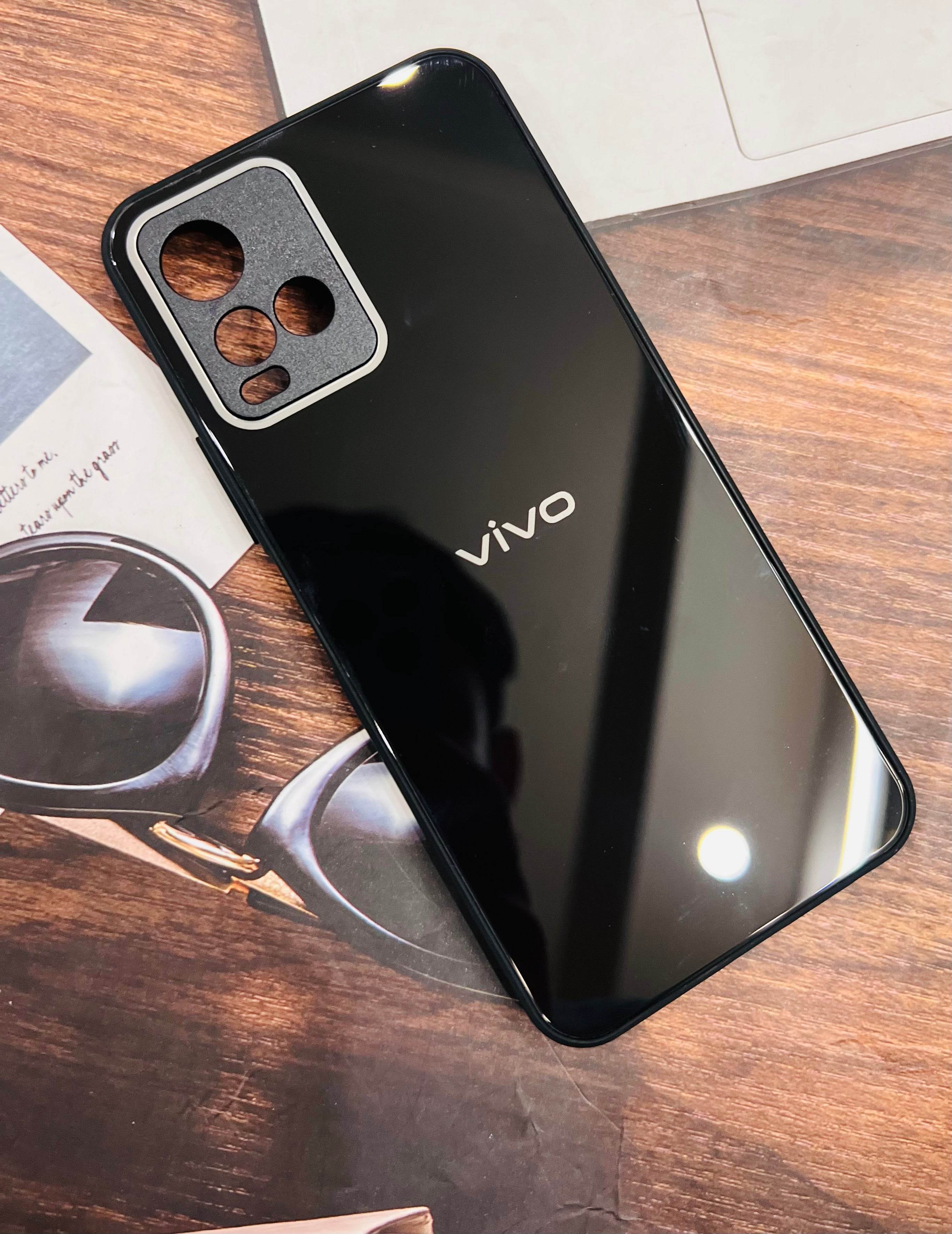 Vivo Y21 / Y33s Premium shockproof Glass Case Cover - Black - Guleel