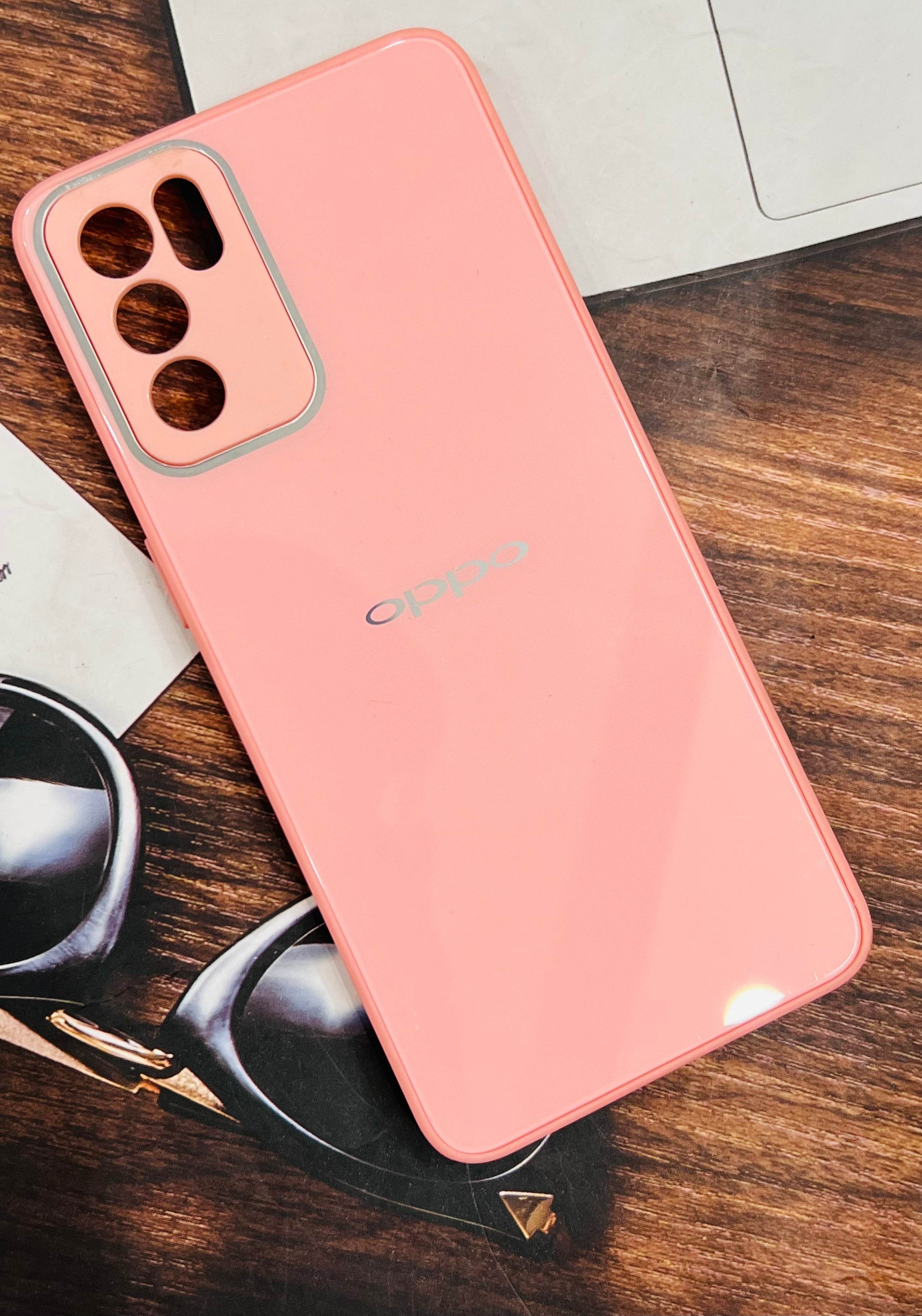 Oppo Reno 6 5G Premium shockproof Glass Case Cover - Pink - Guleel