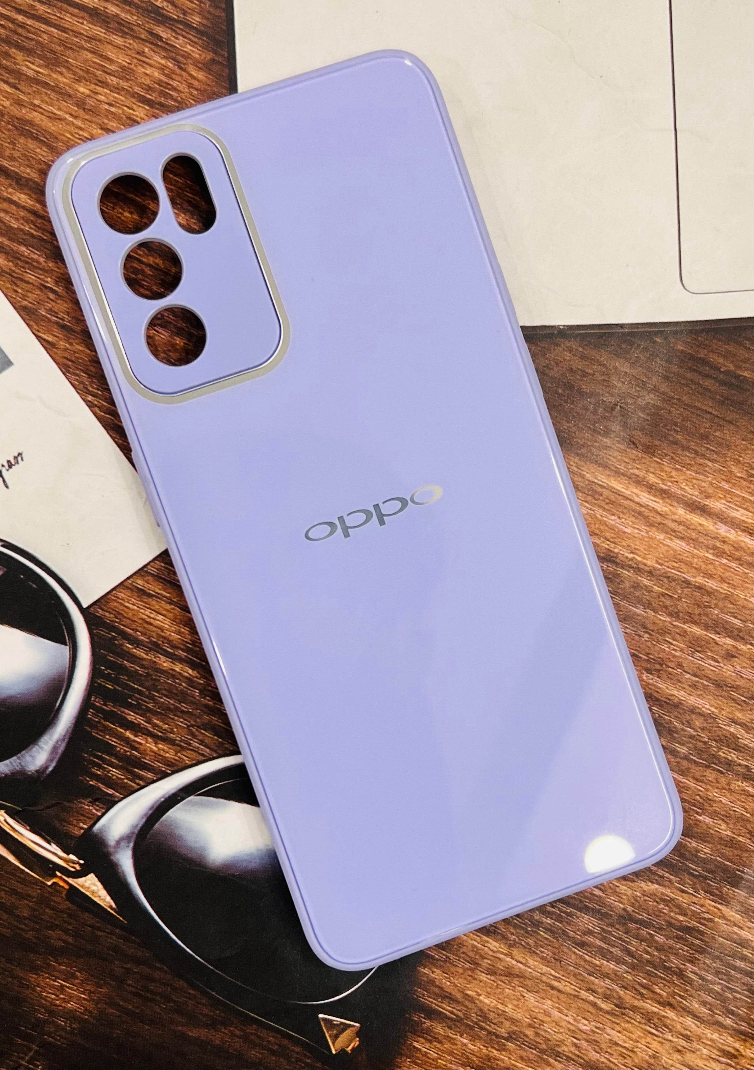 Oppo Reno 6 5G Premium shockproof Glass Case Cover - Light Blue - Guleel