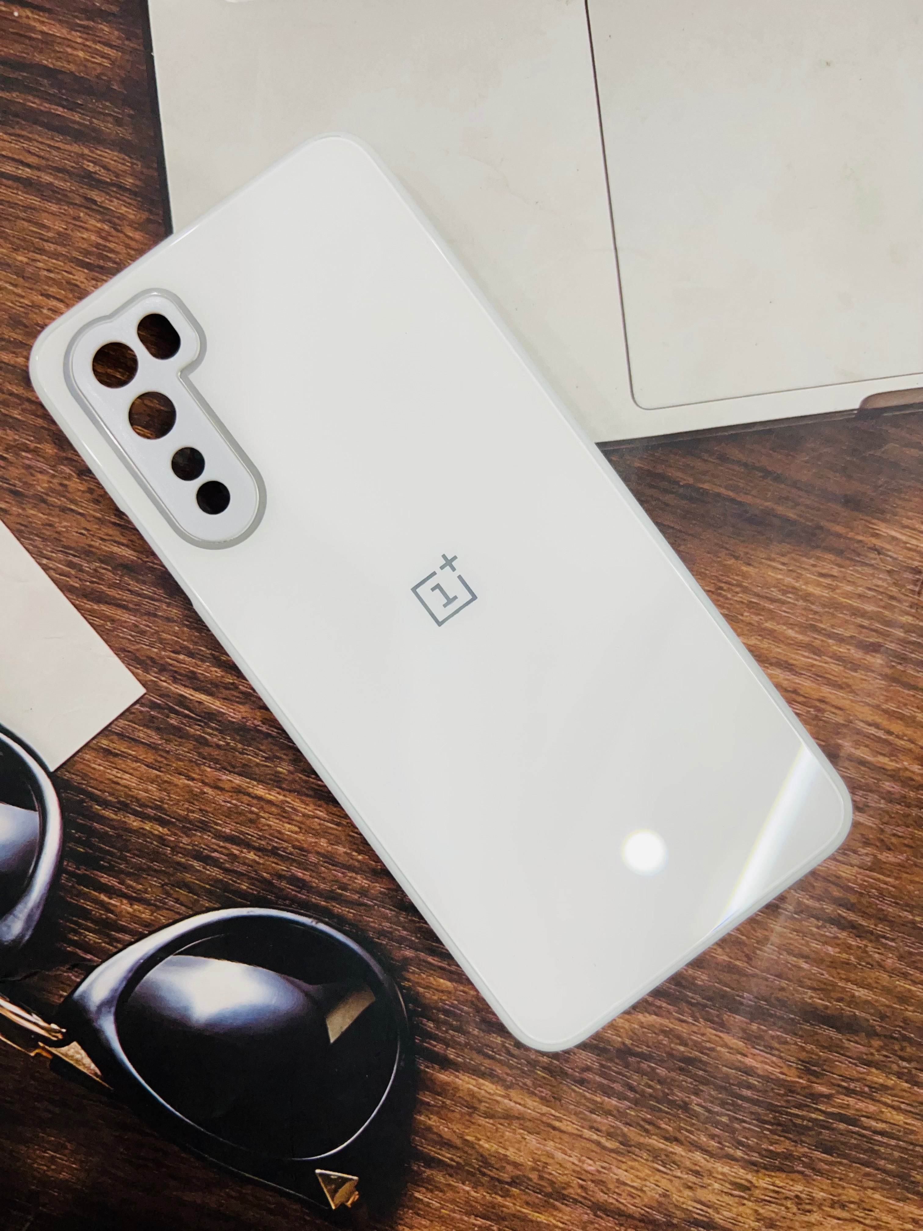 OnePlus Nord Premium shockproof Glass Case Cover - White - Guleel