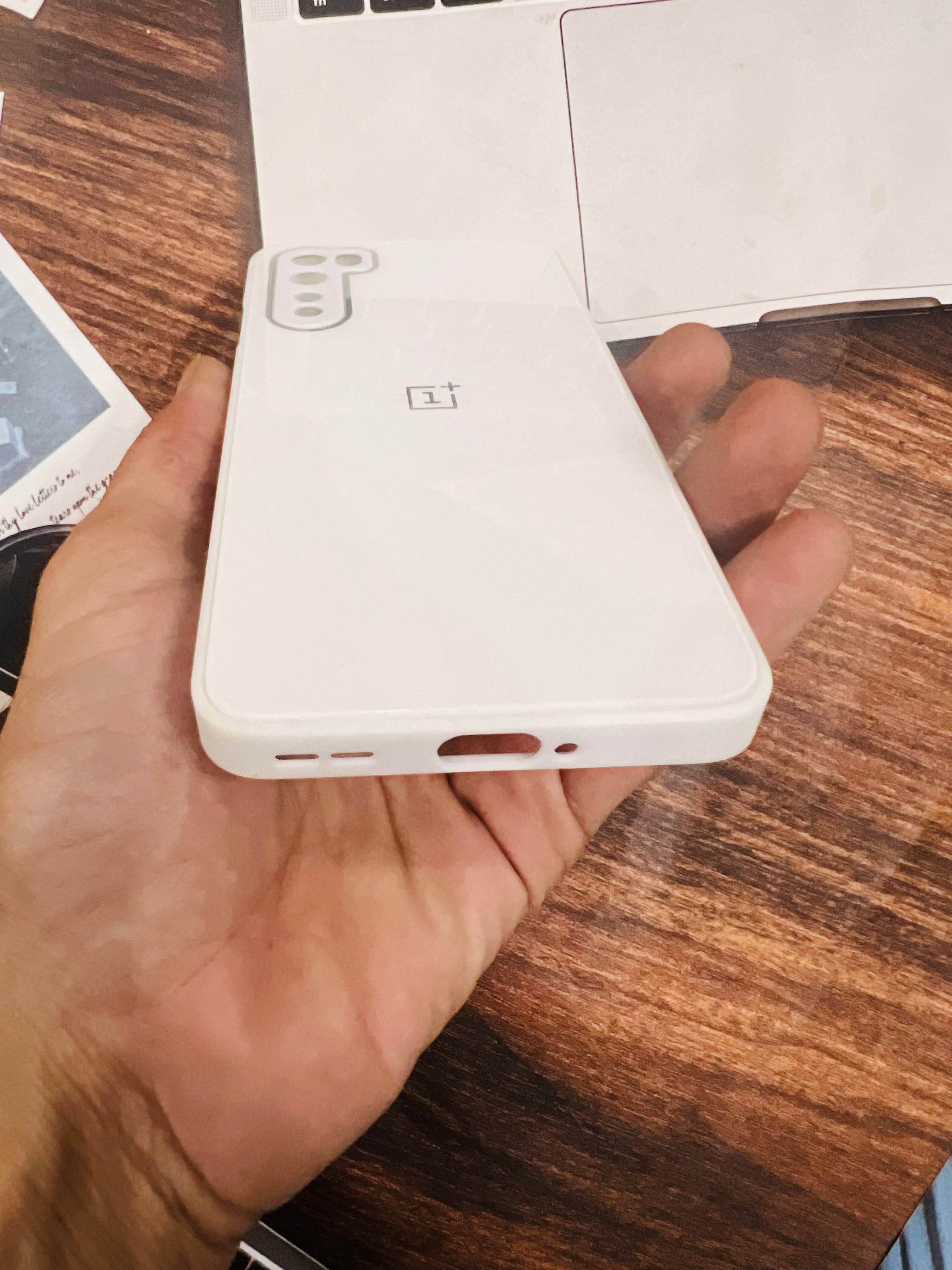 OnePlus Nord Premium shockproof Glass Case Cover - White - Guleel
