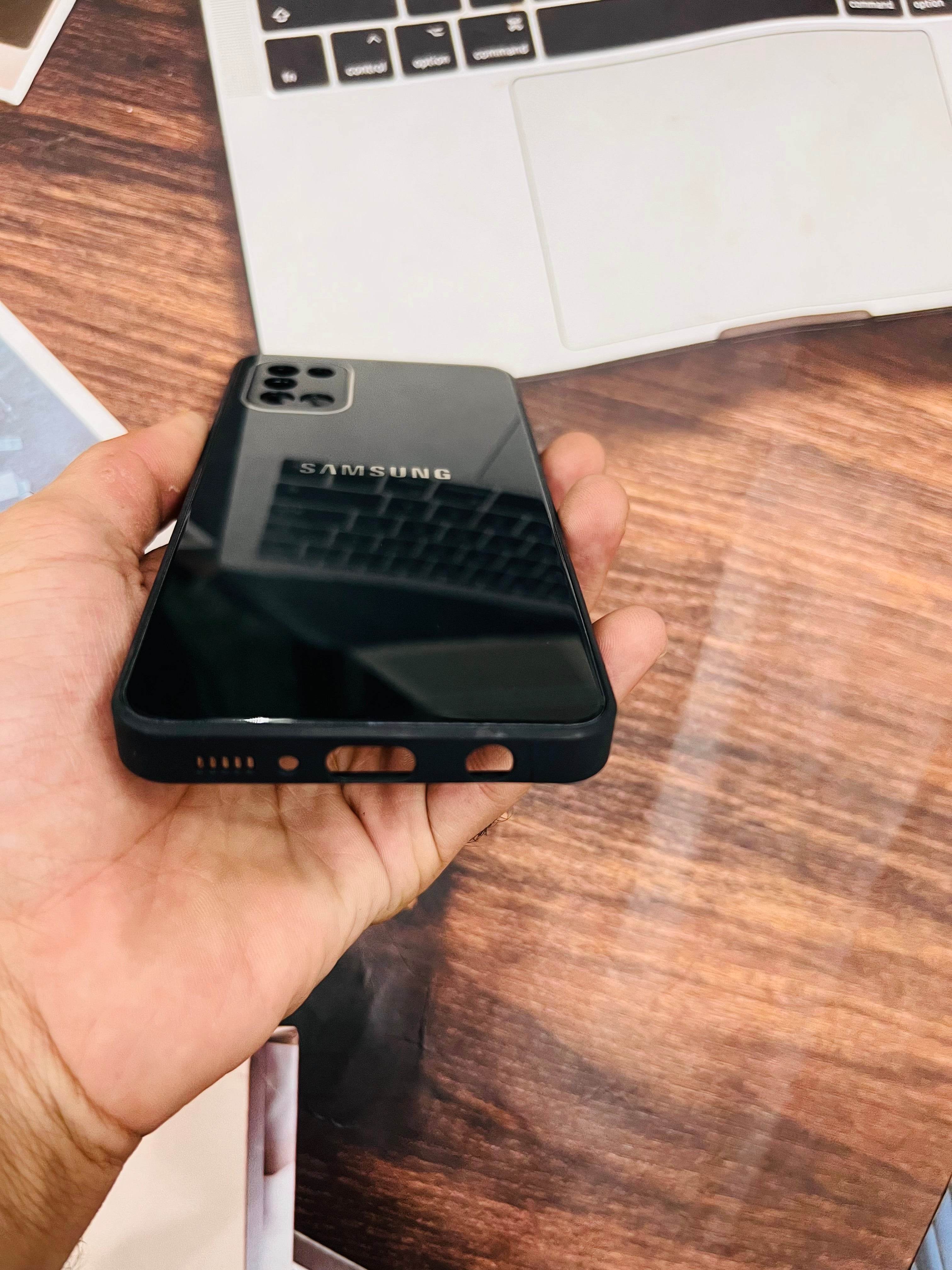 Samsung Galaxy A31 Premium Shockproof Glass Case Cover - Black - Guleel