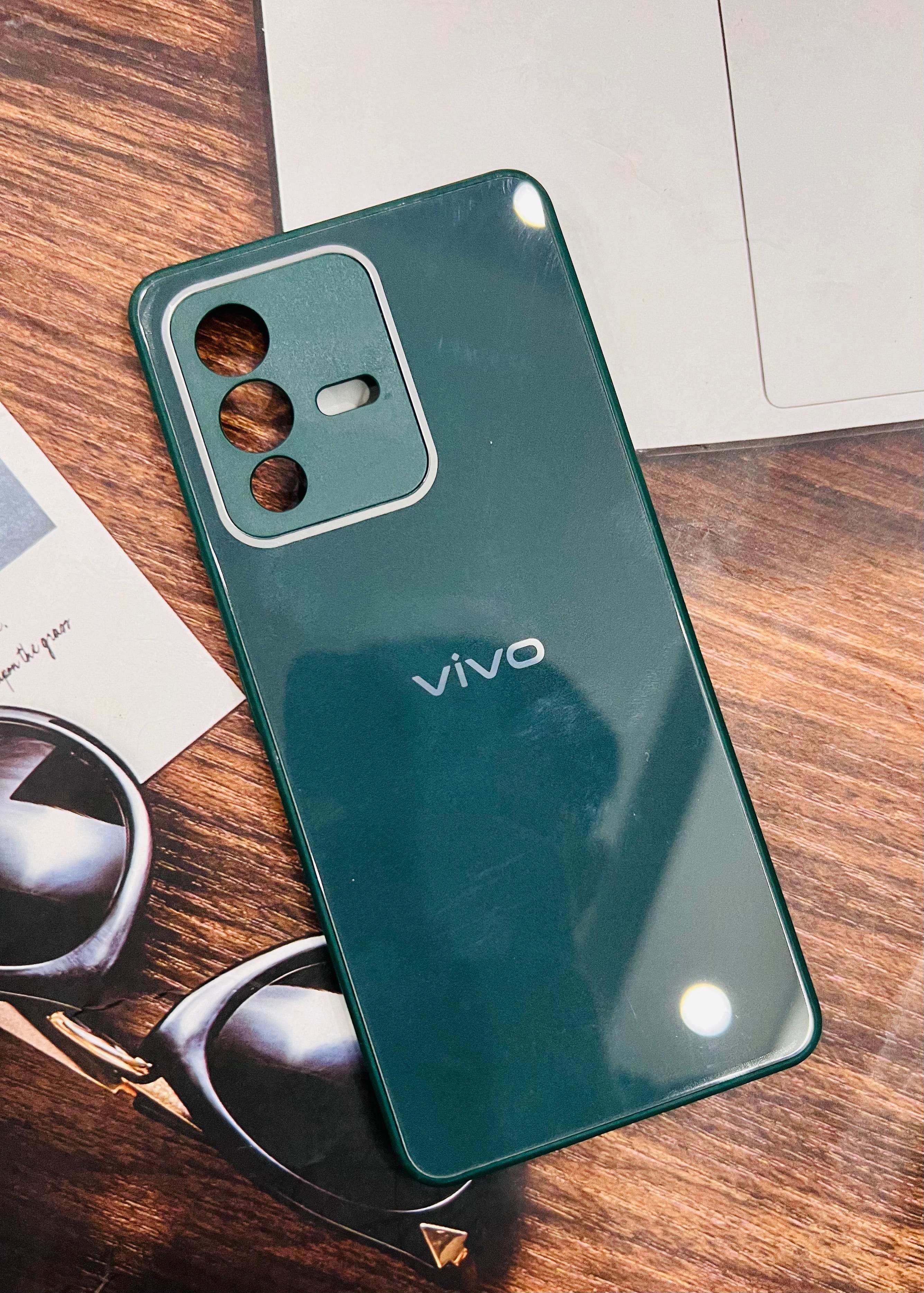 Vivo V23 Pro 5G Premium Shockproof Glass Case Cover - Dark Green - Guleel