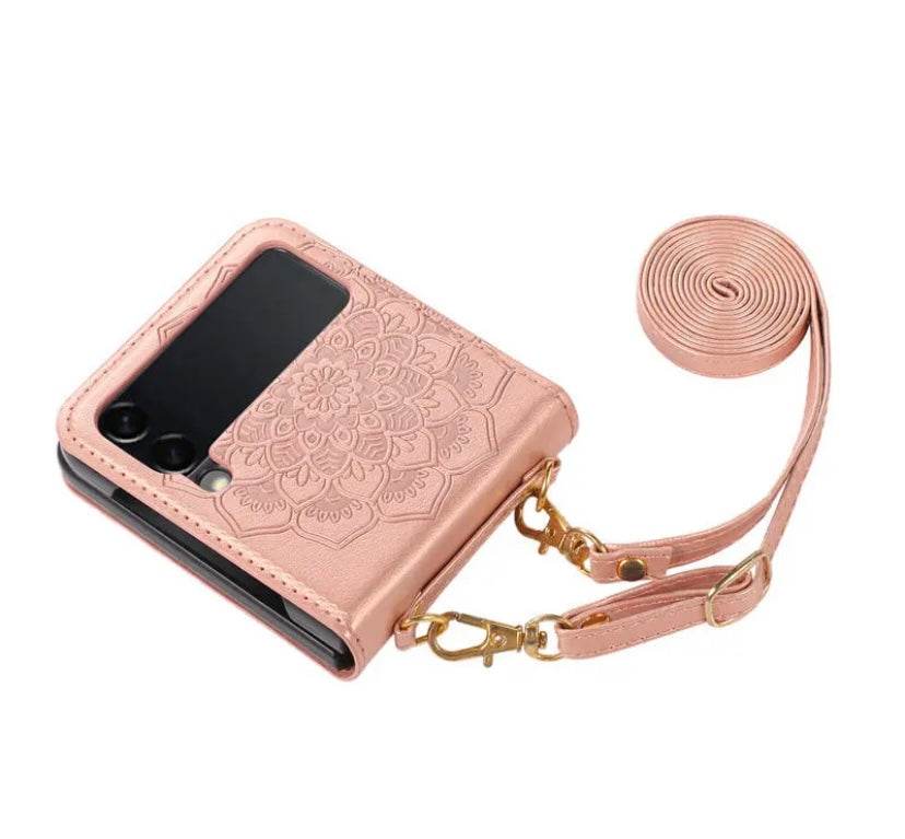 Samsung Galaxy Z Flip 5 Premium Flowers Engraving Scratch Resistant Case - Pink - Guleel