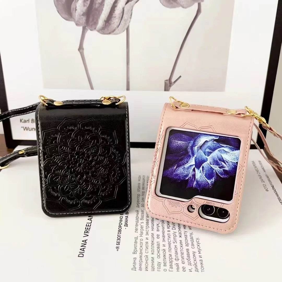 Samsung Galaxy Z Flip 3 Premium Flowers Engraving Scratch Resistant Case - Pink - Guleel