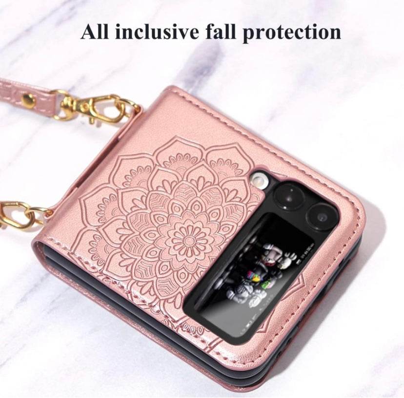 Samsung Galaxy Z Flip 5 Premium Flowers Engraving Scratch Resistant Case - Pink - Guleel