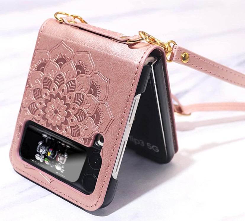 Samsung Galaxy Z Flip 4 Premium Flowers Engraving Scratch Resistant Case - Pink - Guleel