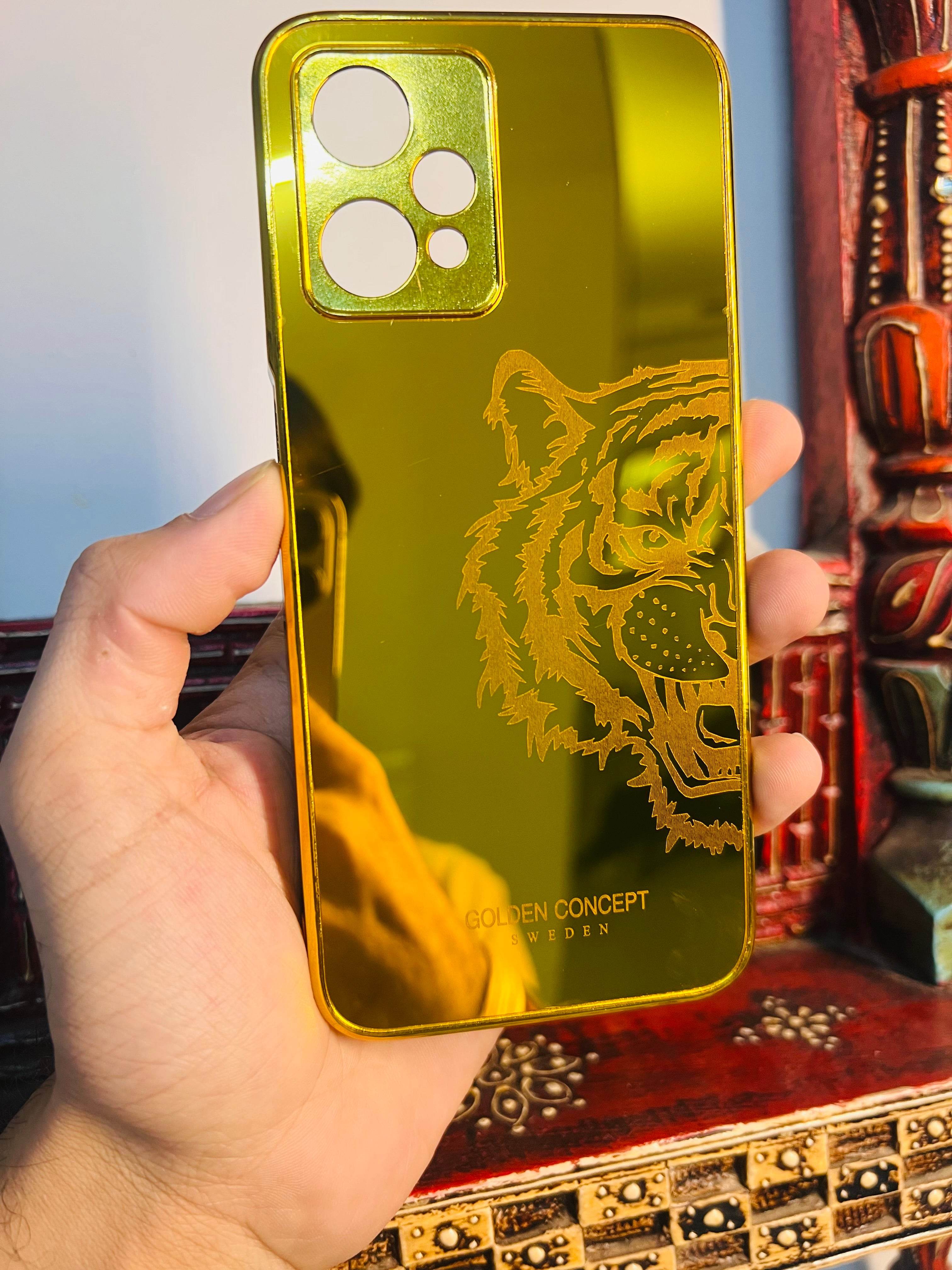 OnePlus Nord CE 2 Lite 5G Premium Gold Plated Mirror Finish Case Cover - Tiger Right - Guleel