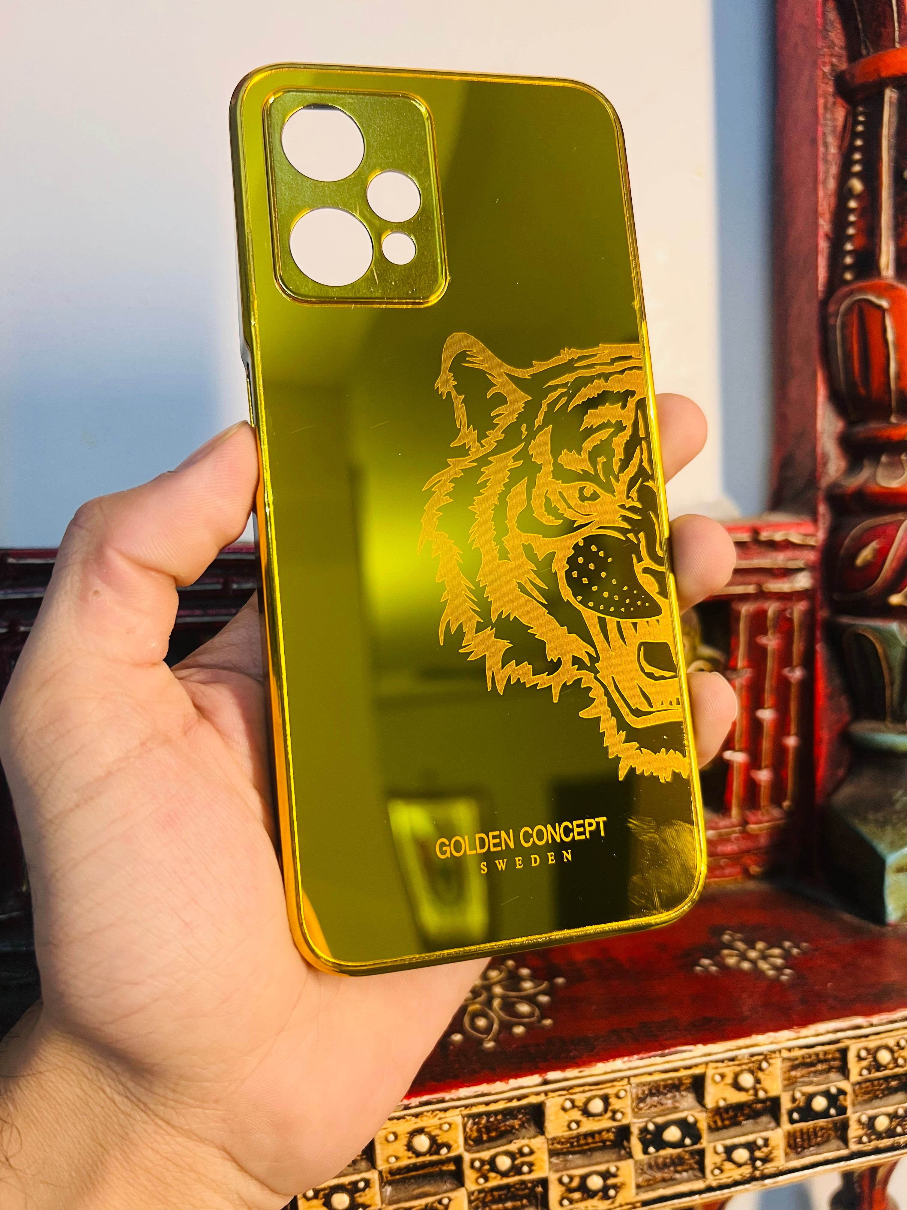 OnePlus Nord CE 2 Lite 5G Premium Gold Plated Mirror Finish Case Cover - Tiger Right - Guleel