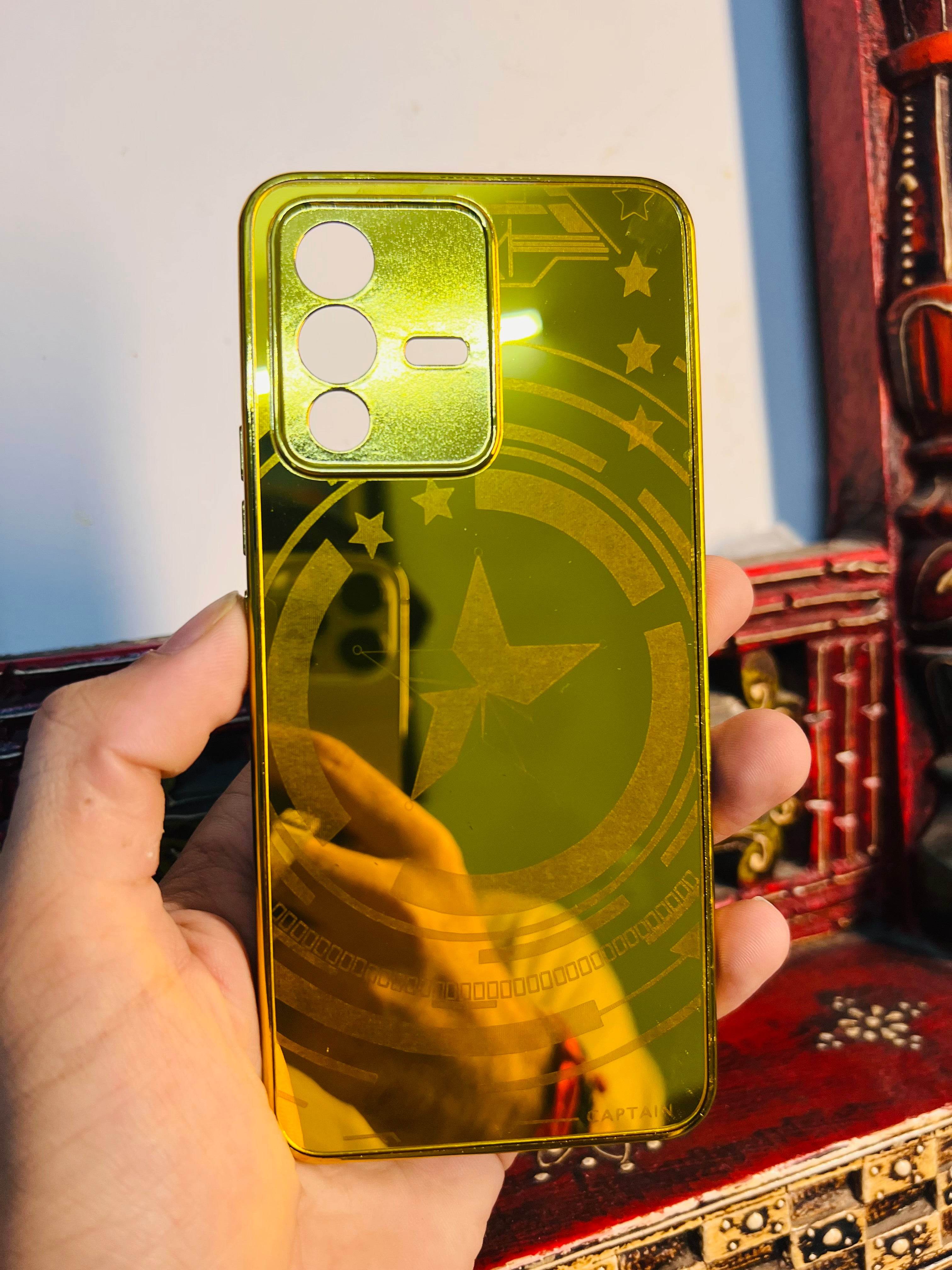Vivo V23 5G Gold Plated Back Case Cover - Captain America - Guleel