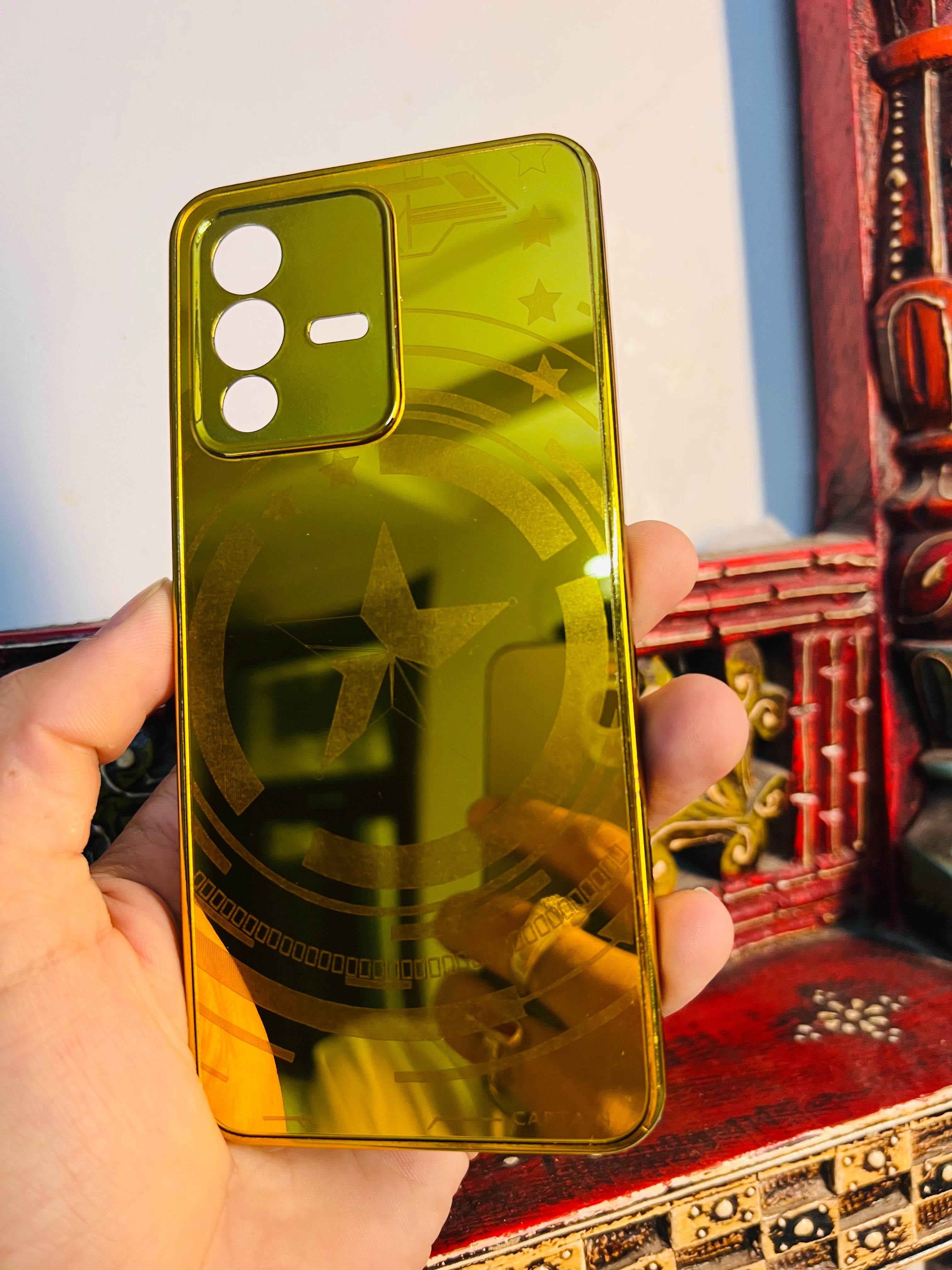 Vivo V23 5G Gold Plated Back Case Cover - Captain America - Guleel
