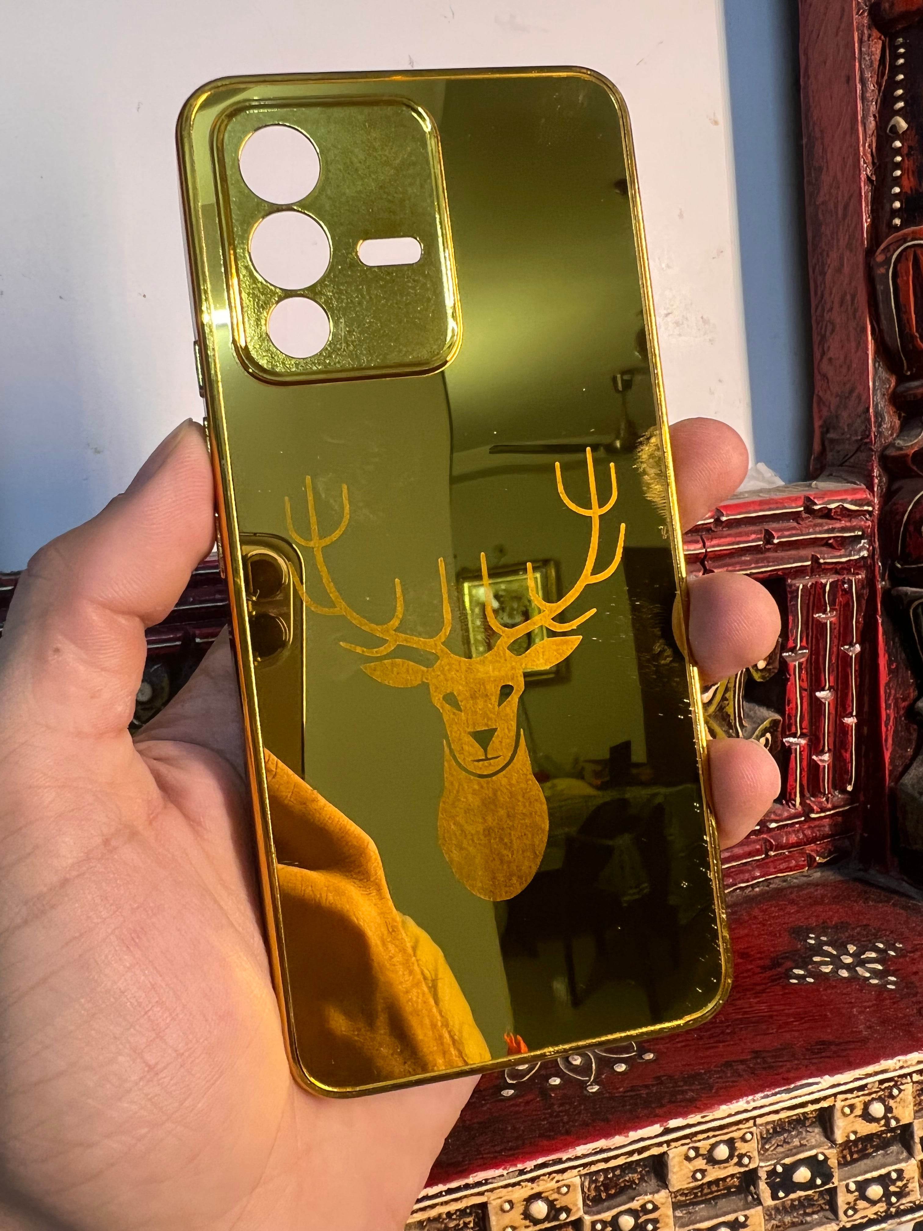 Vivo V23 5G Gold Plated Back Case Cover - Deer - Guleel