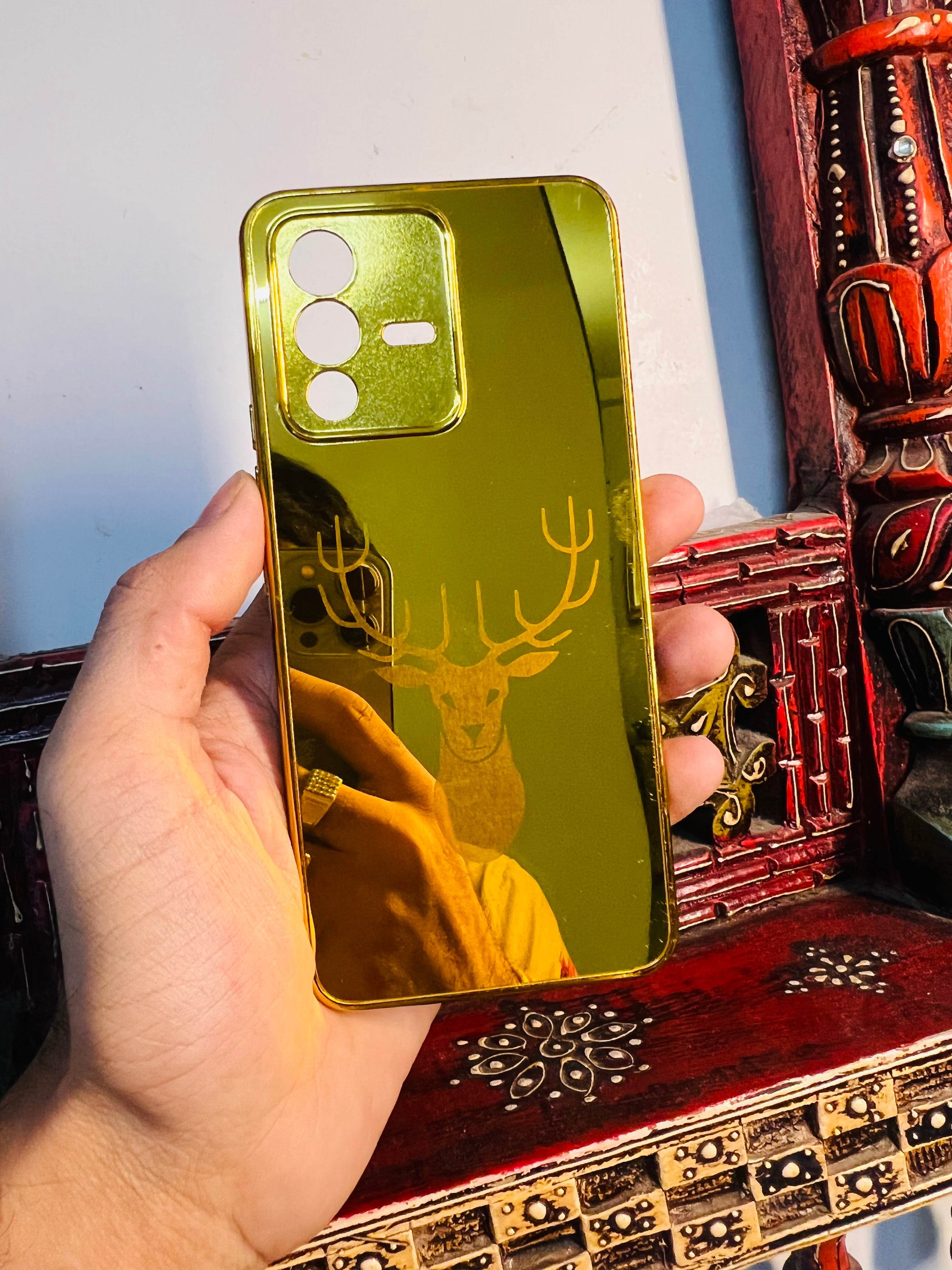 Vivo V23 5G Gold Plated Back Case Cover - Deer - Guleel
