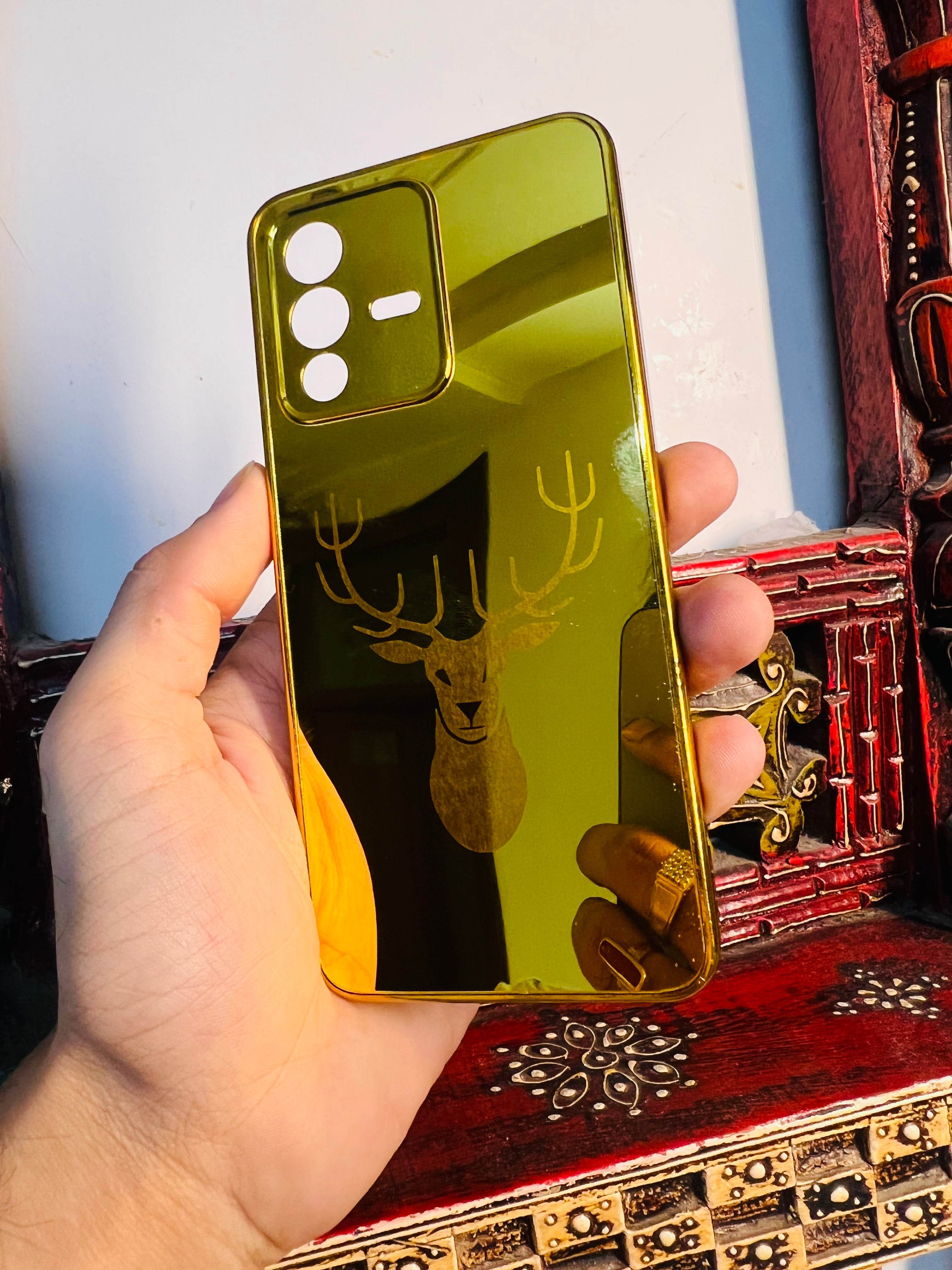 Vivo V23 5G Gold Plated Back Case Cover - Deer - Guleel
