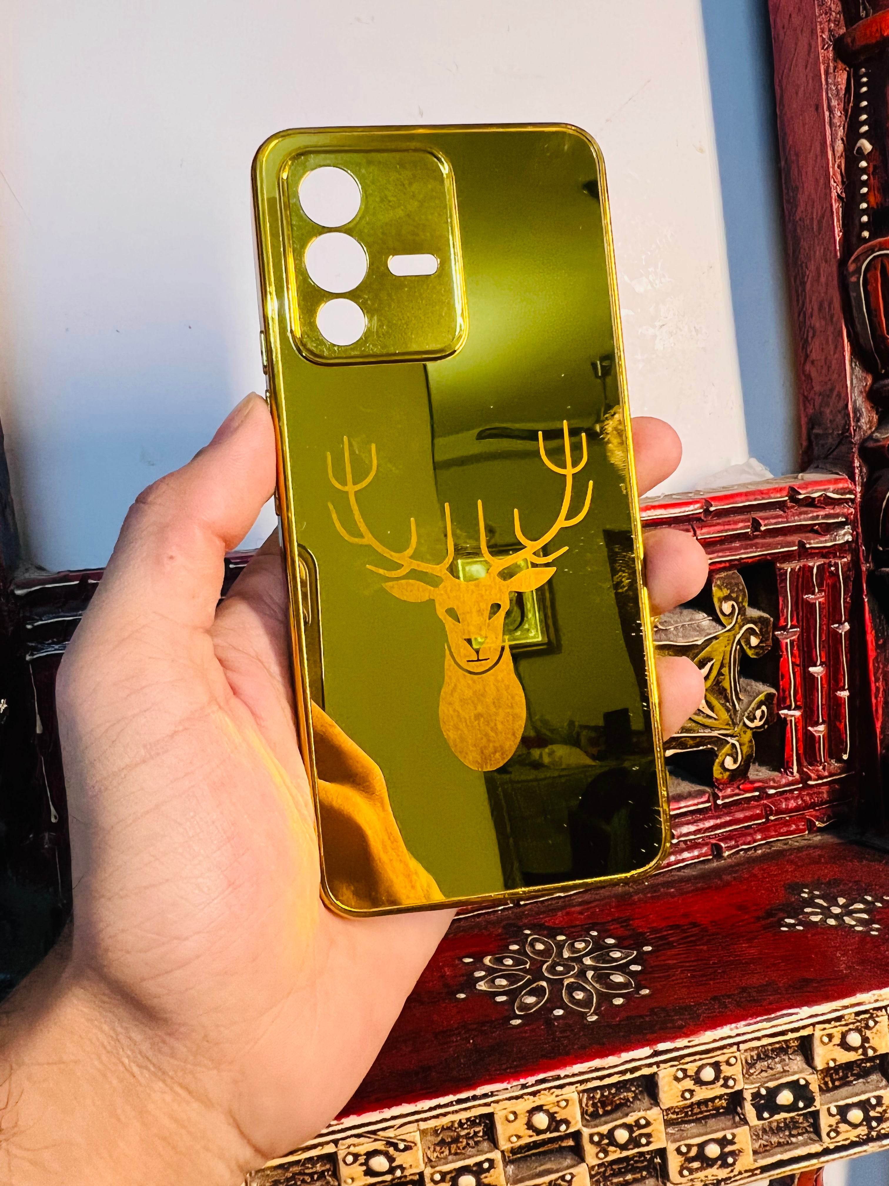 Vivo V23 5G Gold Plated Back Case Cover - Deer - Guleel