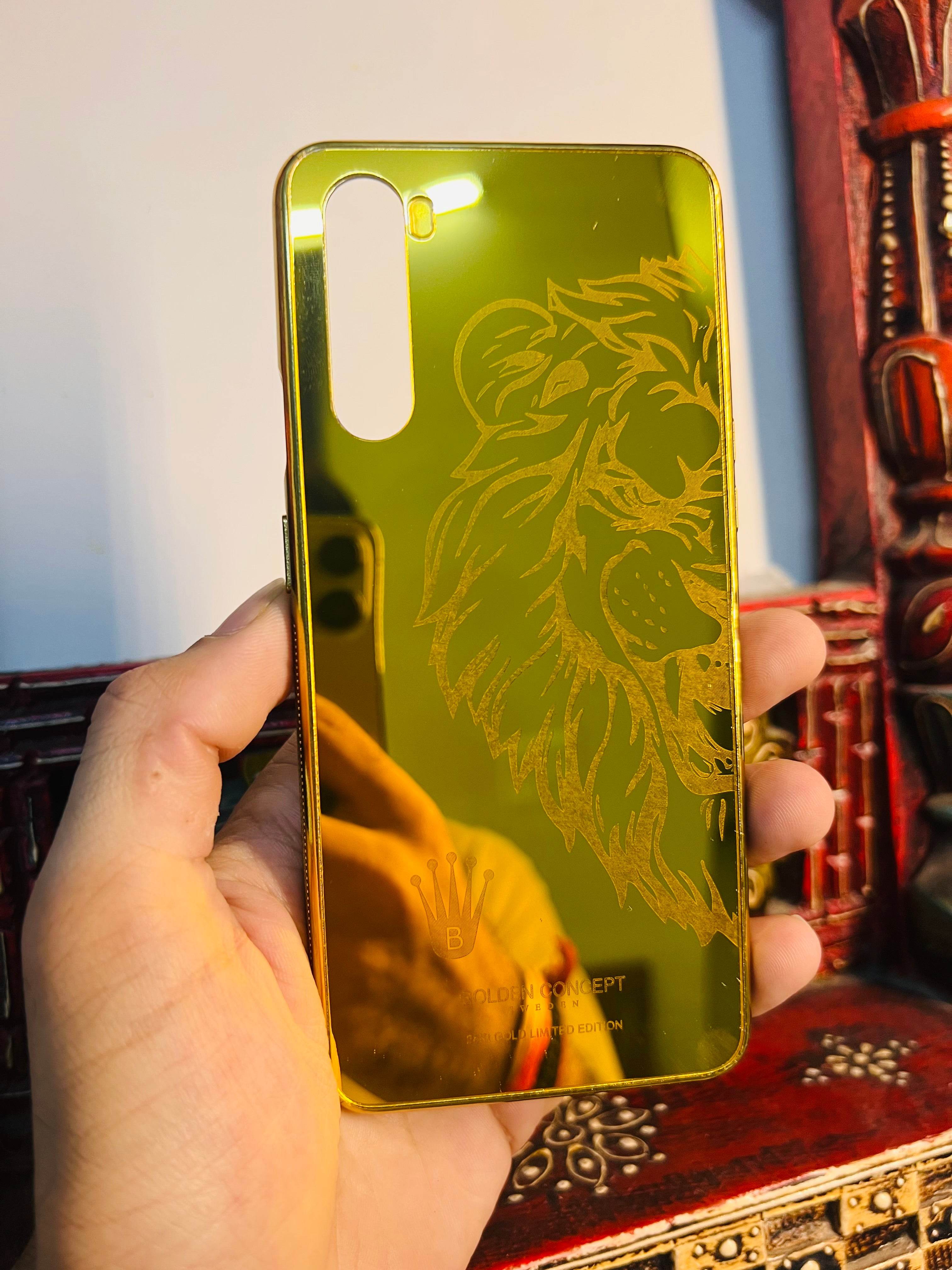 OnePlus Nord Gold Plated Back Case Cover - Big Lion Right - Guleel
