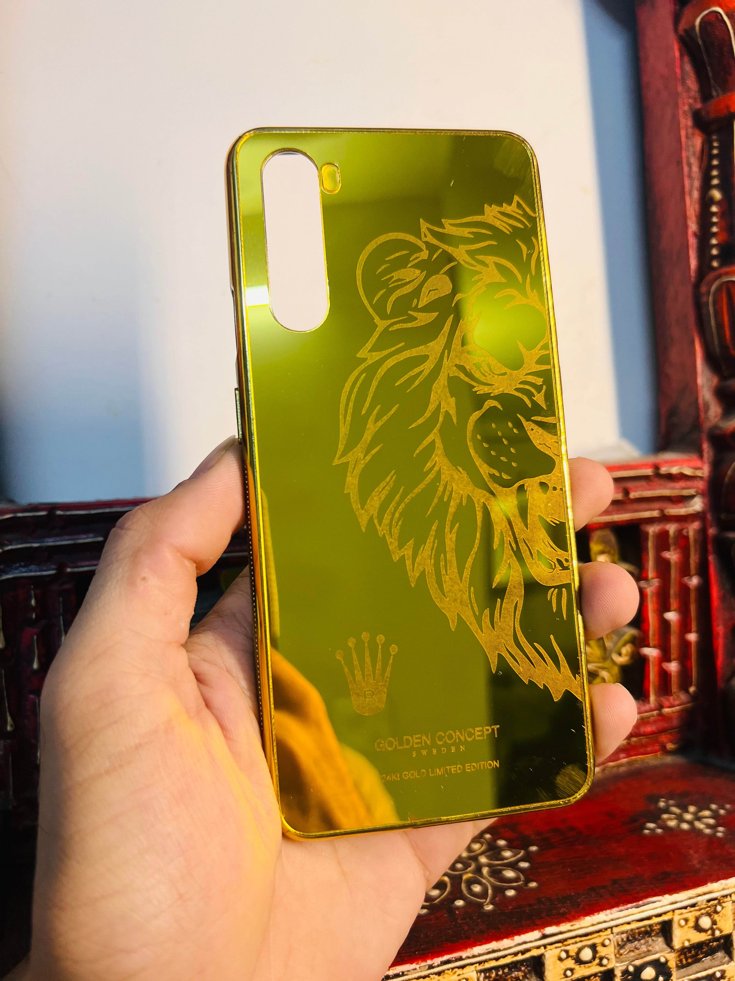 OnePlus Nord Gold Plated Back Case Cover - Big Lion Right - Guleel