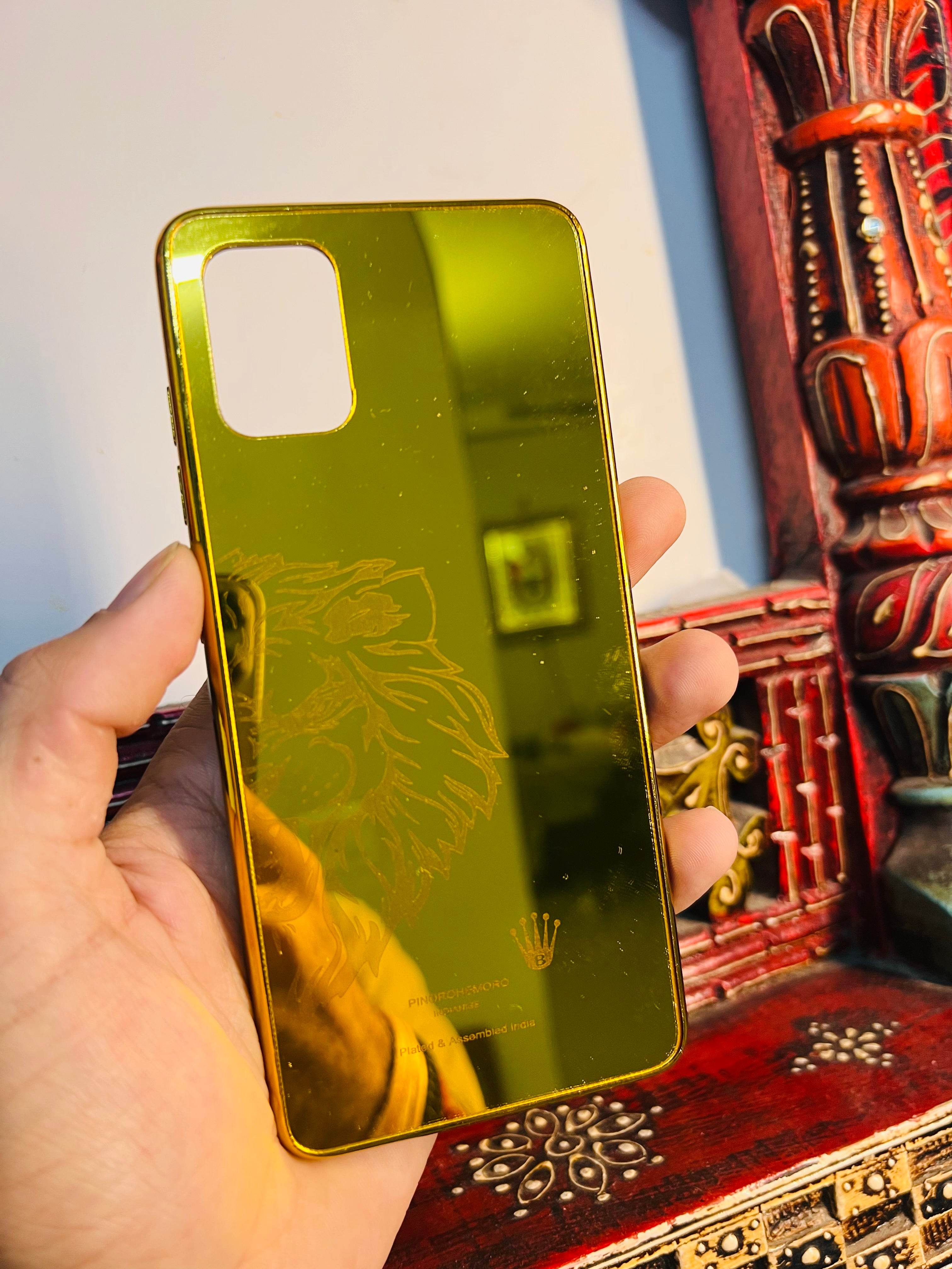 Samsung Galaxy A51 Gold Plated Back Case Cover - Lion Left - Guleel