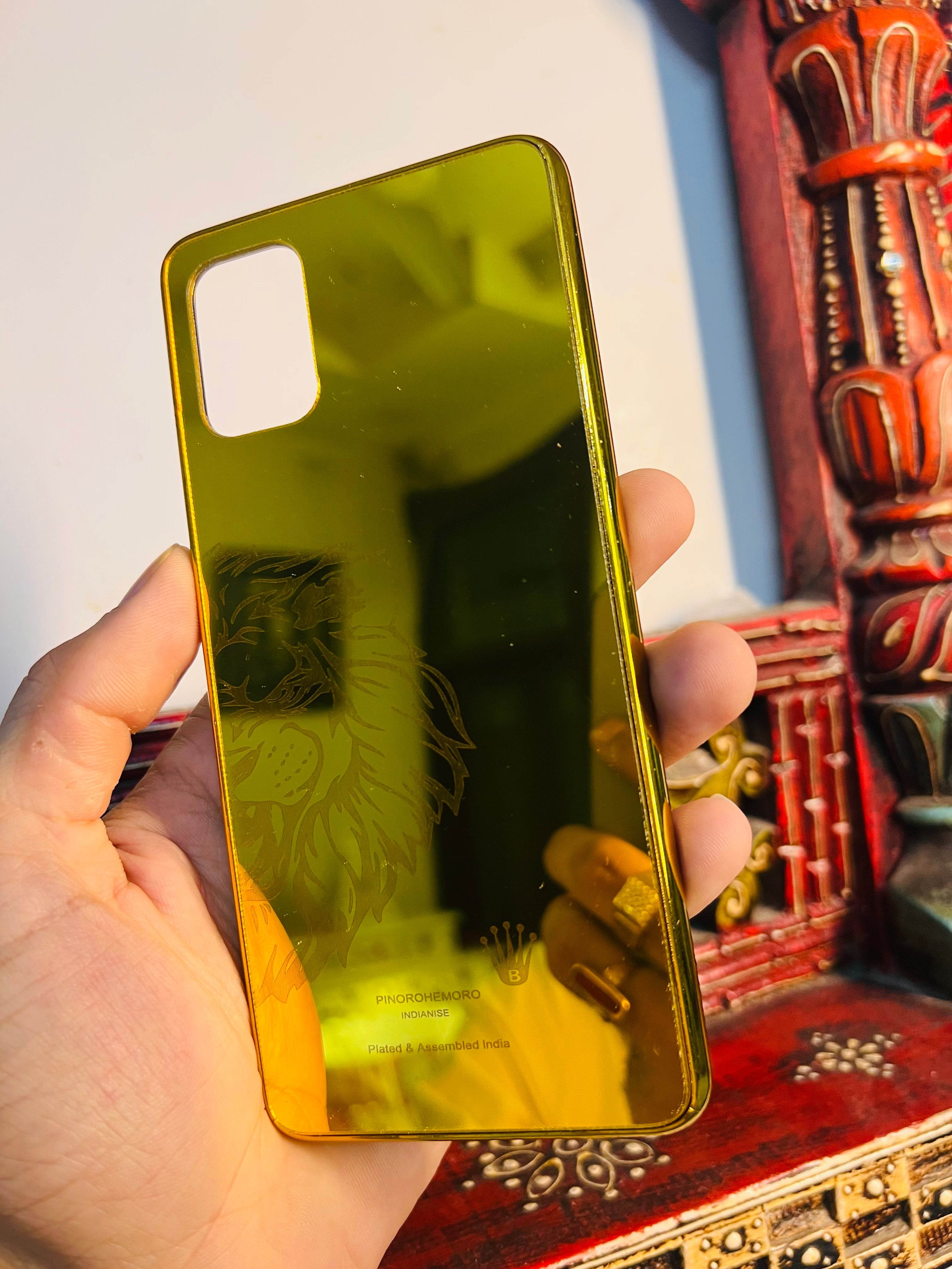 Samsung Galaxy A51 Gold Plated Back Case Cover - Lion Left - Guleel