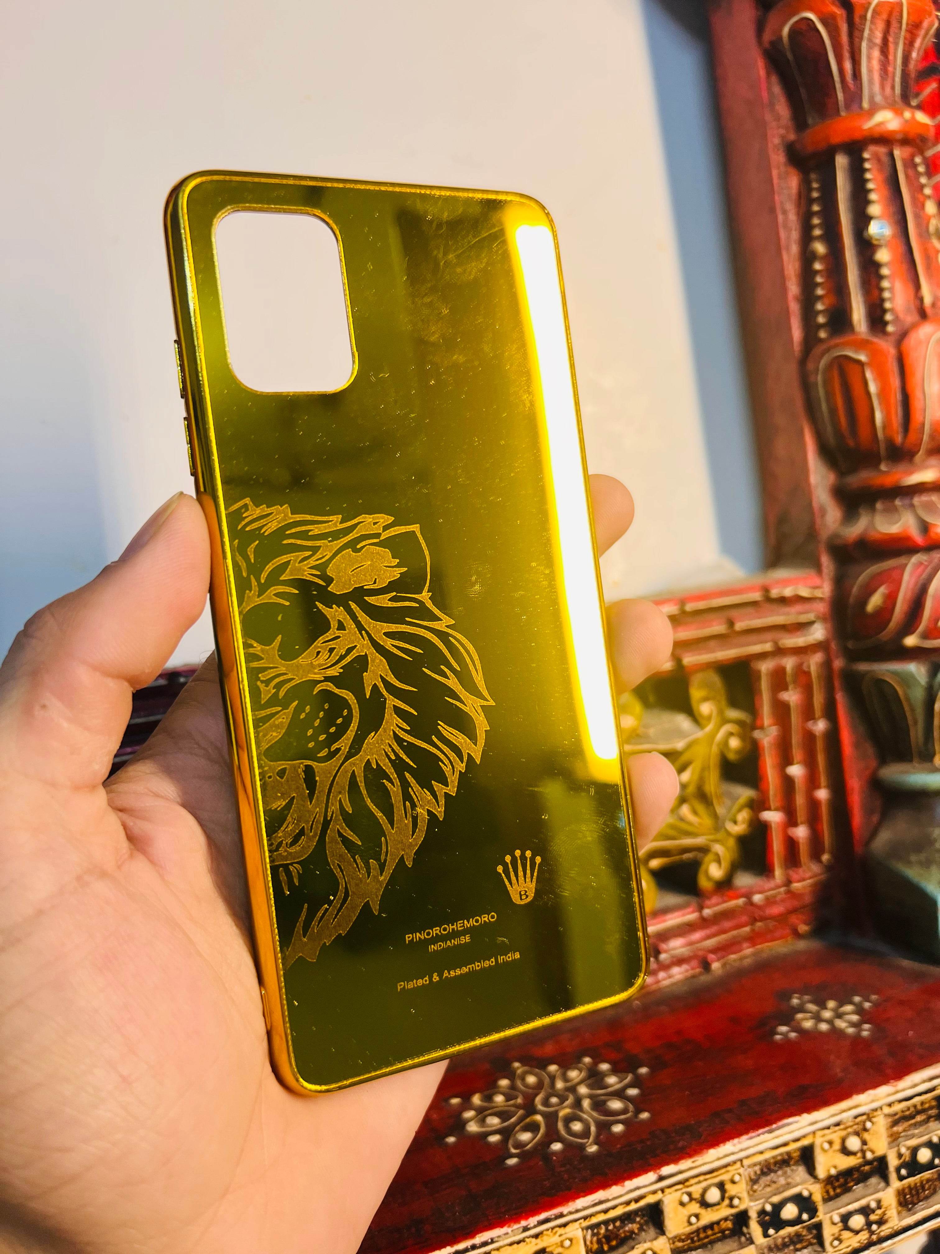 Samsung Galaxy A51 Gold Plated Back Case Cover - Lion Left - Guleel
