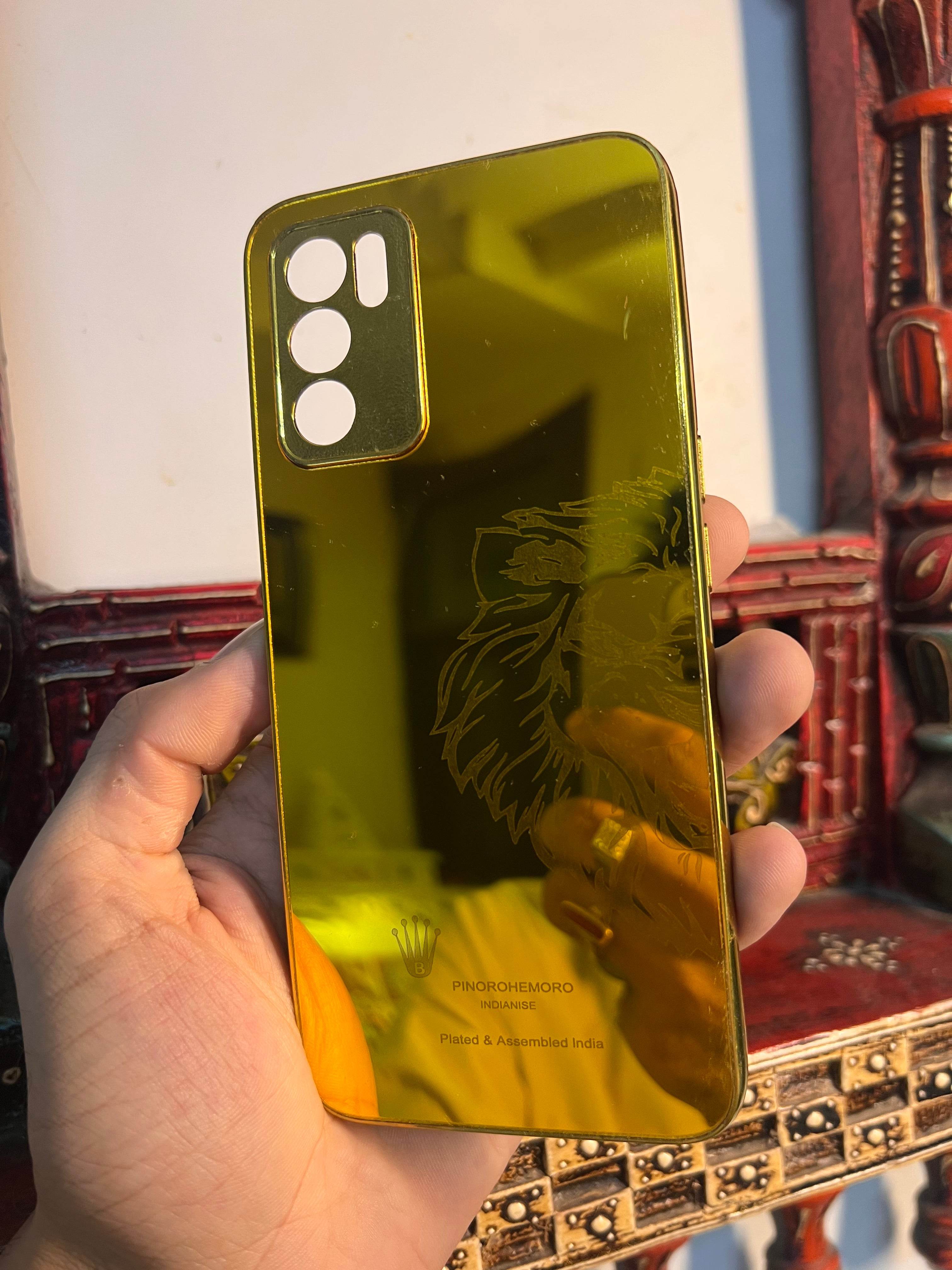 Oppo A16 Gold Plated Back Case Cover - Lion Right - Guleel