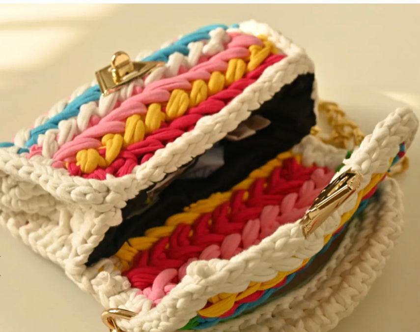 Colorful Hand Knitted Sling Handbag for Women - Guleel