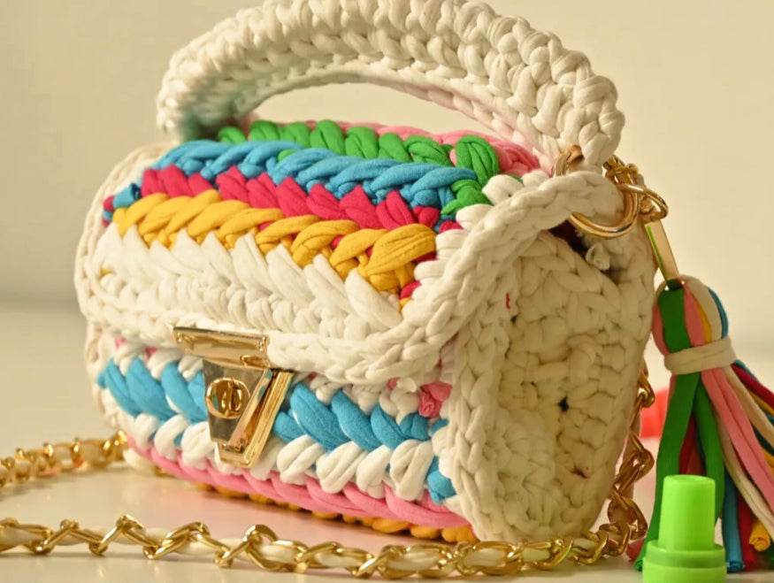 Colorful Hand Knitted Sling Handbag for Women - Guleel