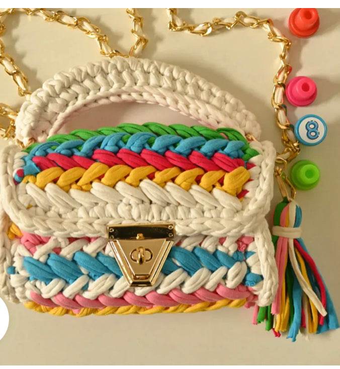 Colorful Hand Knitted Sling Handbag for Women - Guleel