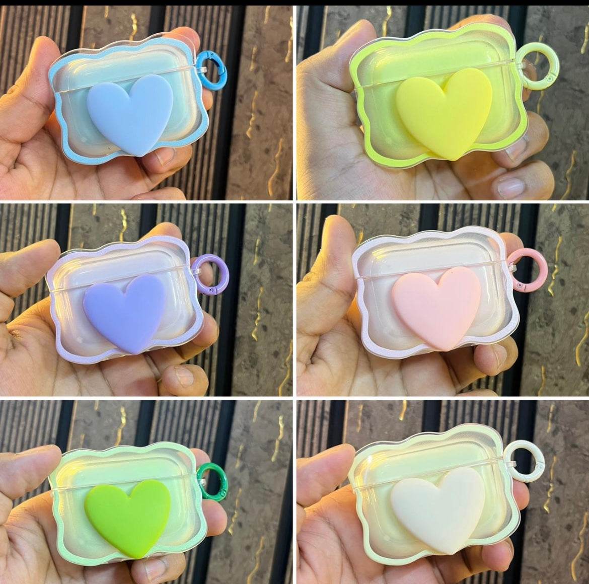 Airpod's Pro Cute Heart Silicone Apple Airpod's Case Cover ( Airpods Not Included ) Green - Guleel