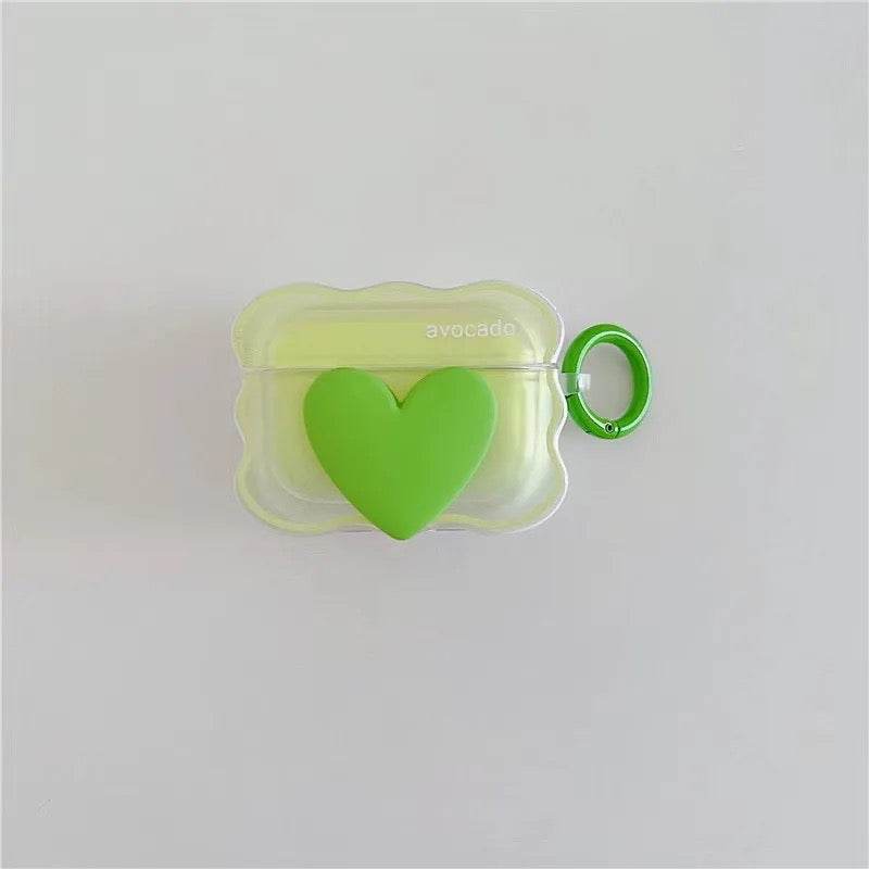 Airpod's Pro Cute Heart Silicone Apple Airpod's Case Cover ( Airpods Not Included ) Green - Guleel
