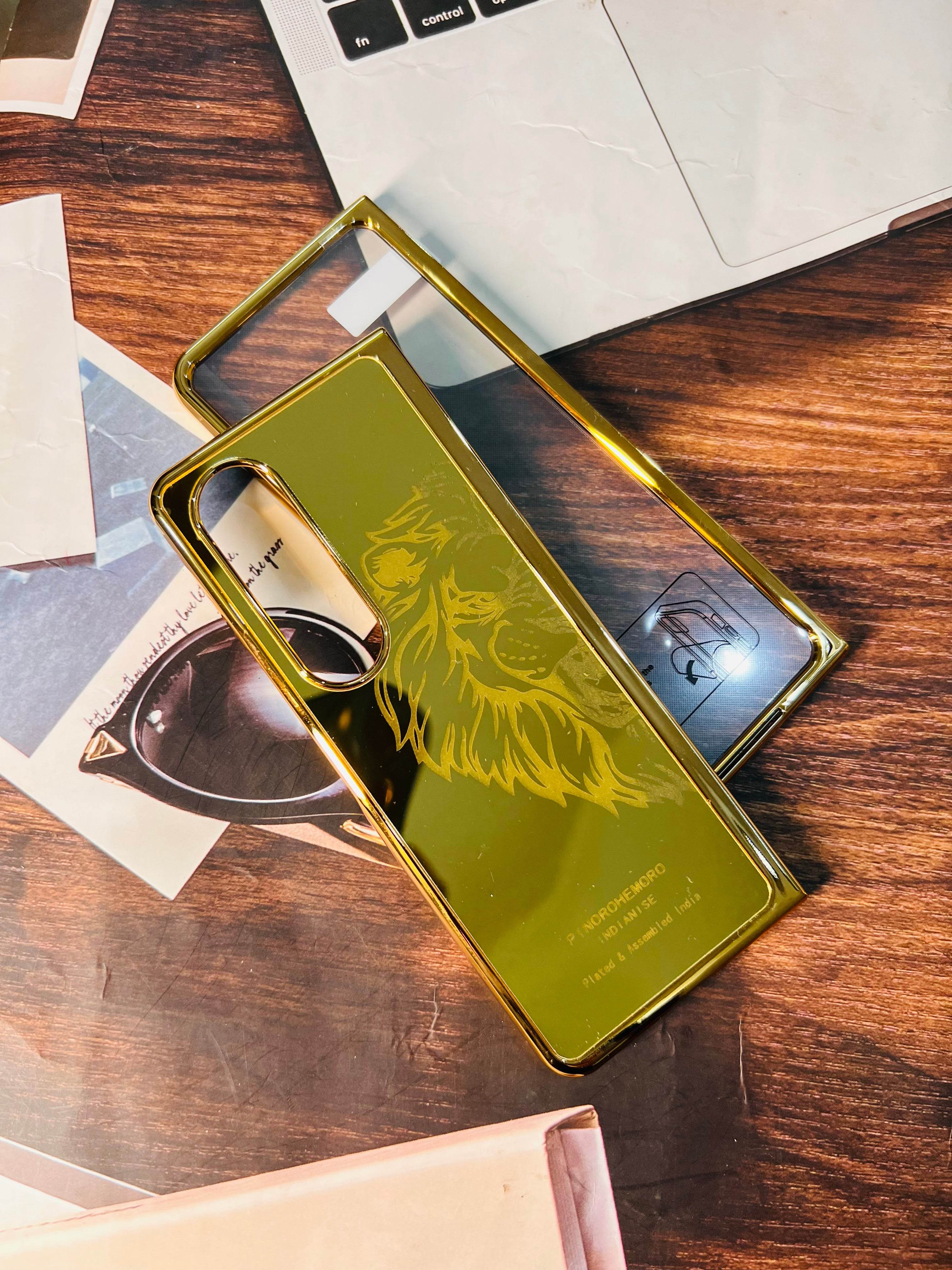 Samsung Galaxy Z Fold 3 24K Gold Plated Case- Lion Right - Guleel