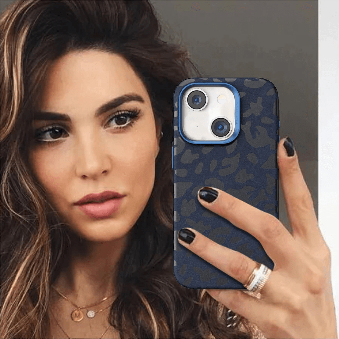 iPhone 15 Premium Puloka Leopard Print Shockproof Case - Blue - Guleel