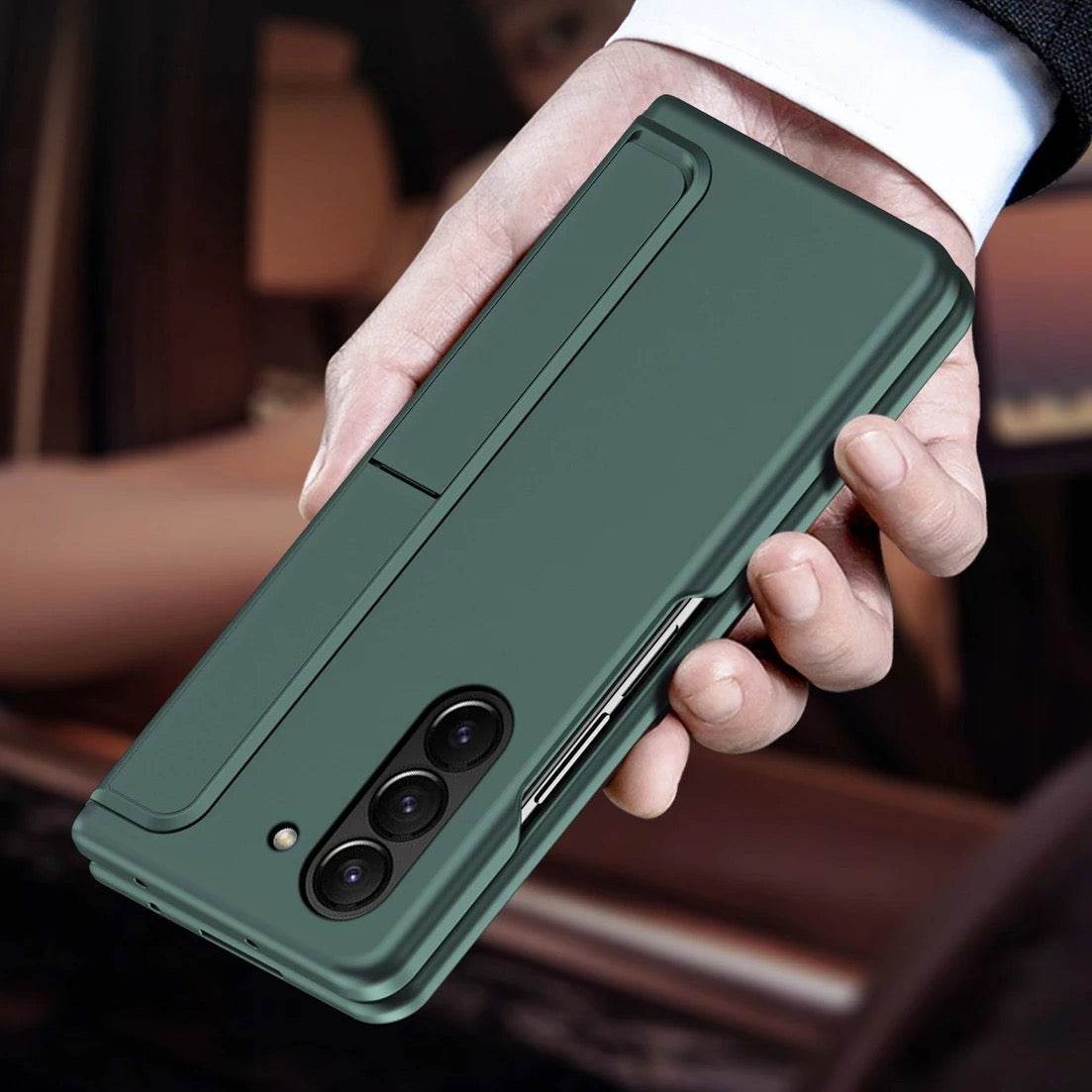 Samsung Galaxy Z Fold 6 Premium Shockproof Stand Holder with FREE Pen Mobile Cover - Mint Green - Guleel