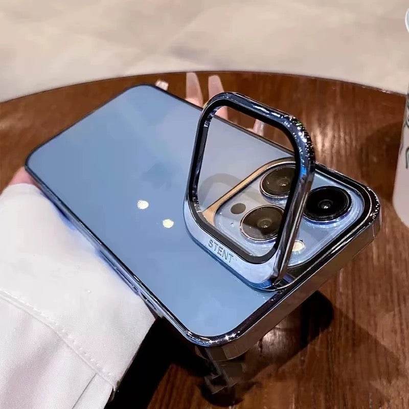 iPhone 14 Pro Premium Transparent Camera Holder Shockproof Case Cover - Sierra Blue - Guleel