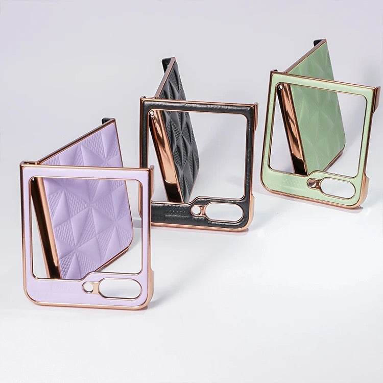 Samsung Galaxy Z Flip 4 Premium Leather Zigzag Wallet Cross Body FREE Strap Case - Black - Guleel