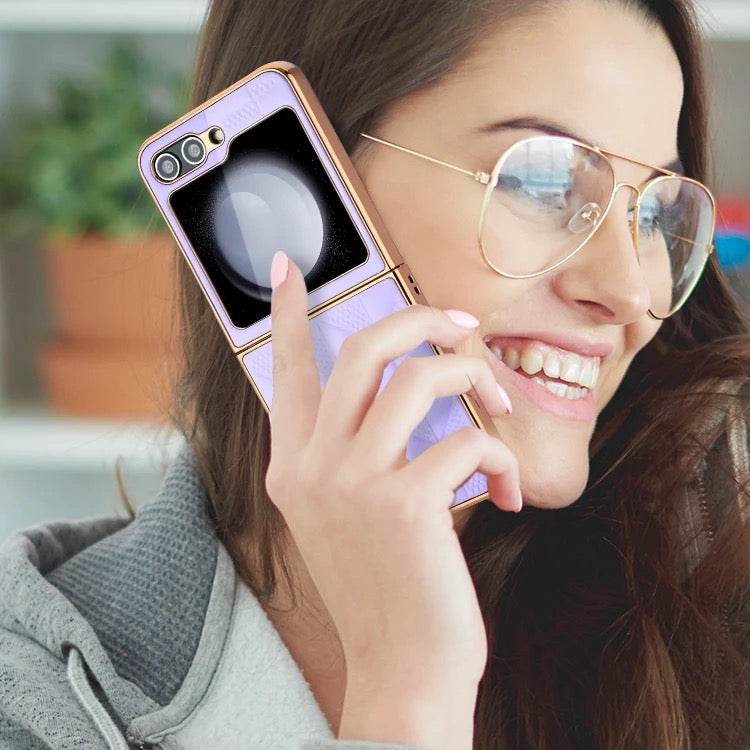 Samsung Galaxy Z Flip 3 Premium Leather Zigzag Wallet Cross Body FREE Strap Case - Black - Guleel